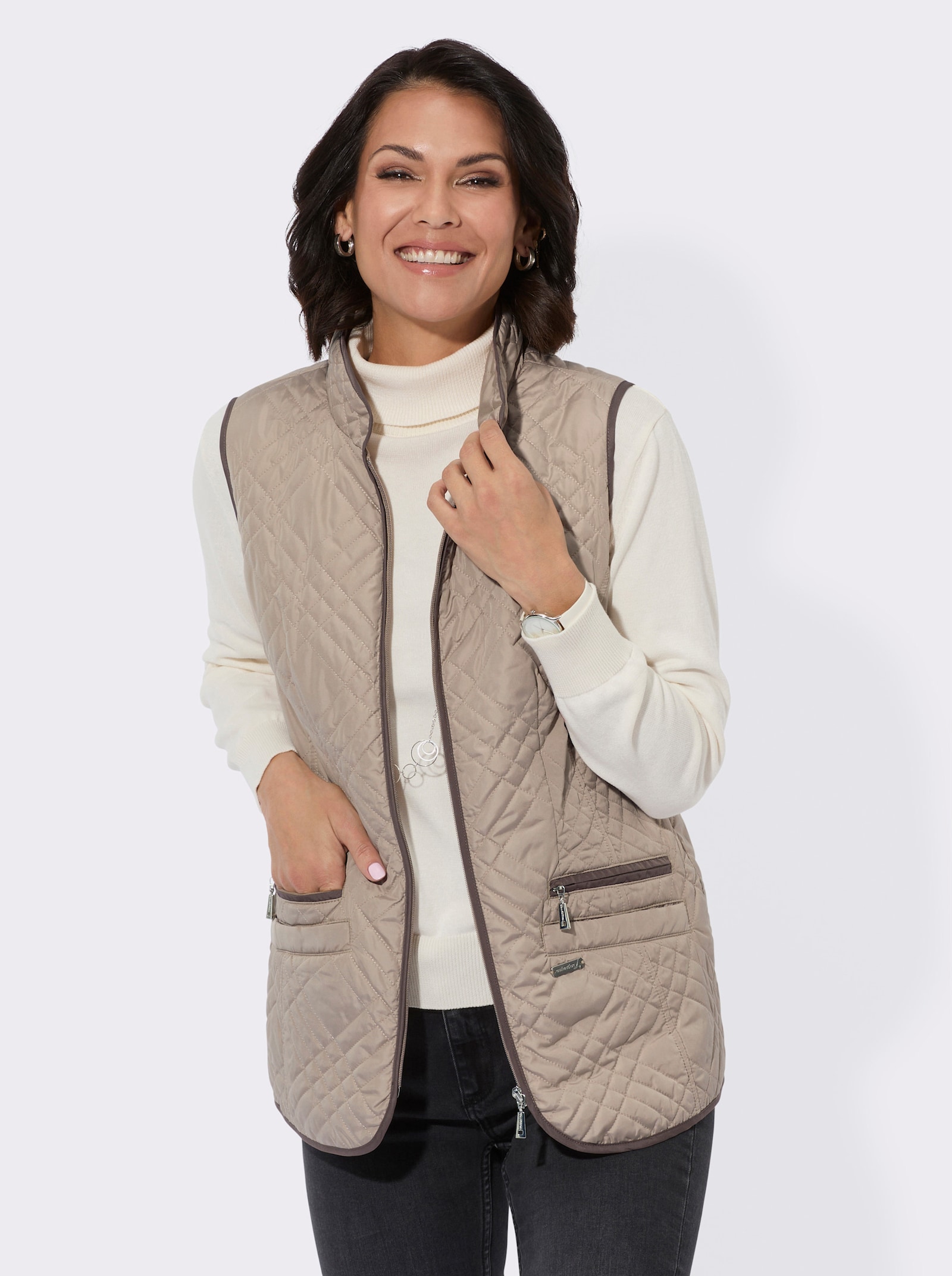 Bodywarmer met ritszakken - sesam