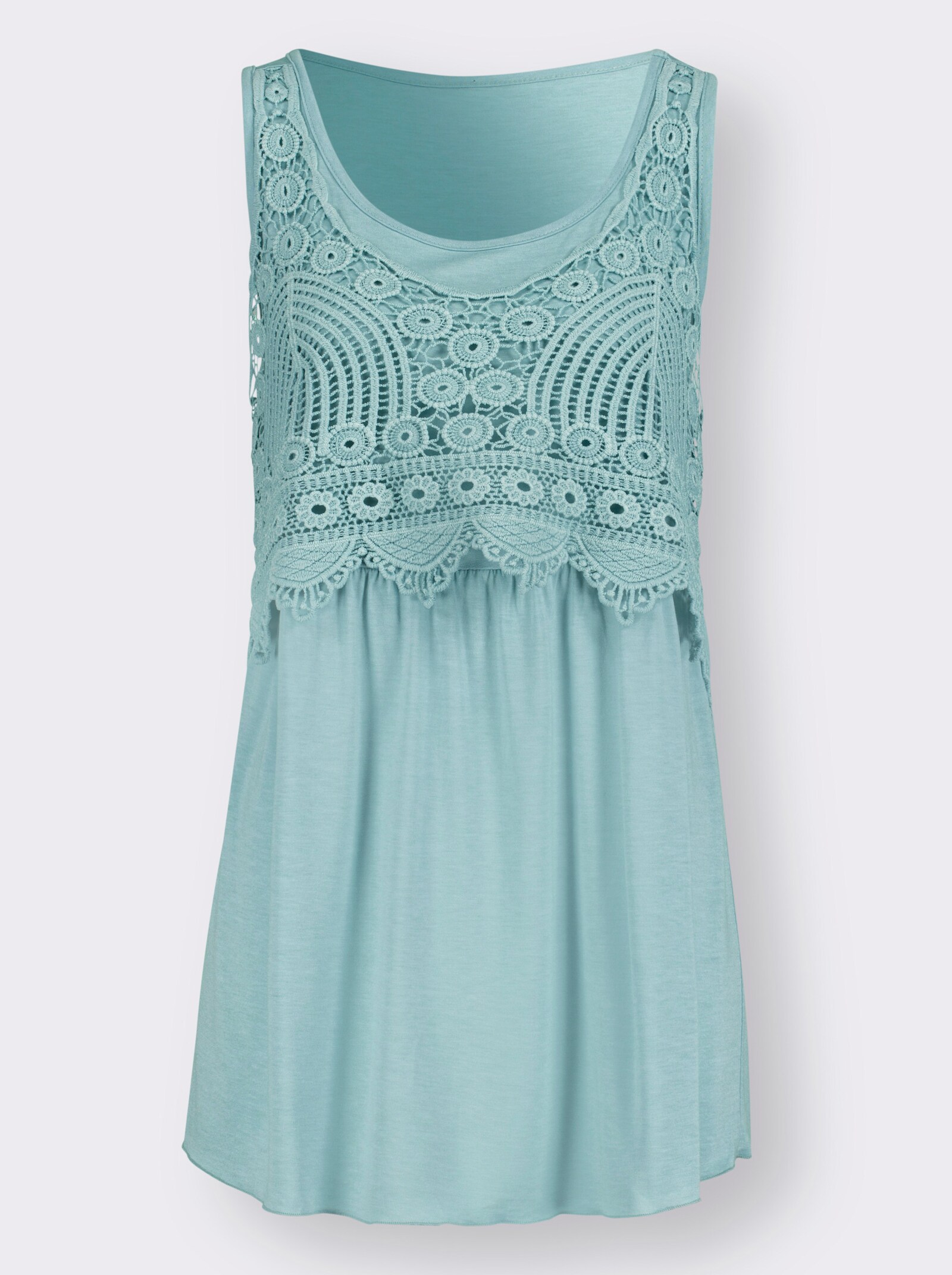 Shirttop mit Häkelspitze - mint