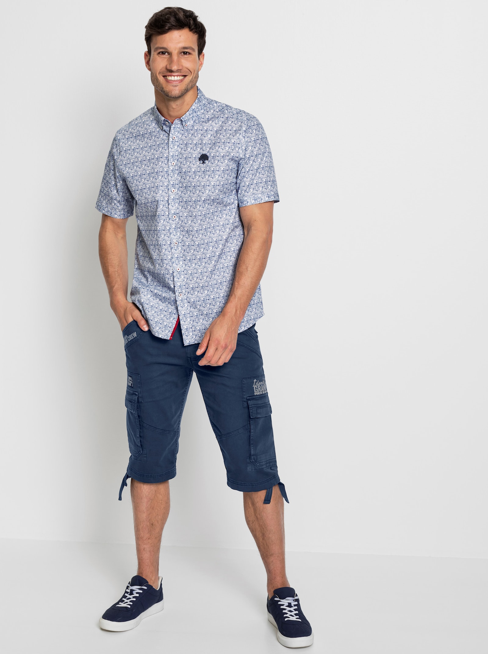 Catamaran Košile s krátkým rukávem - džínová modrá-bílá-vzor