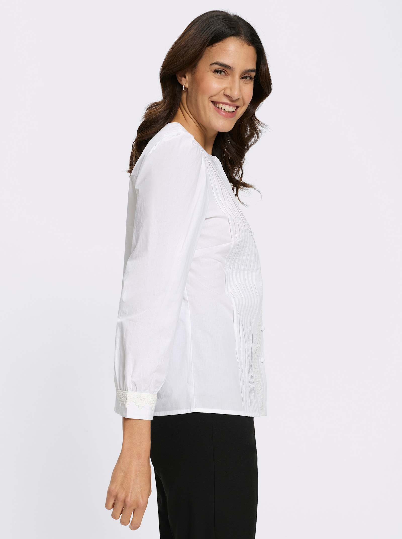 Baumwollbluse mit Raffung hinten - ecru