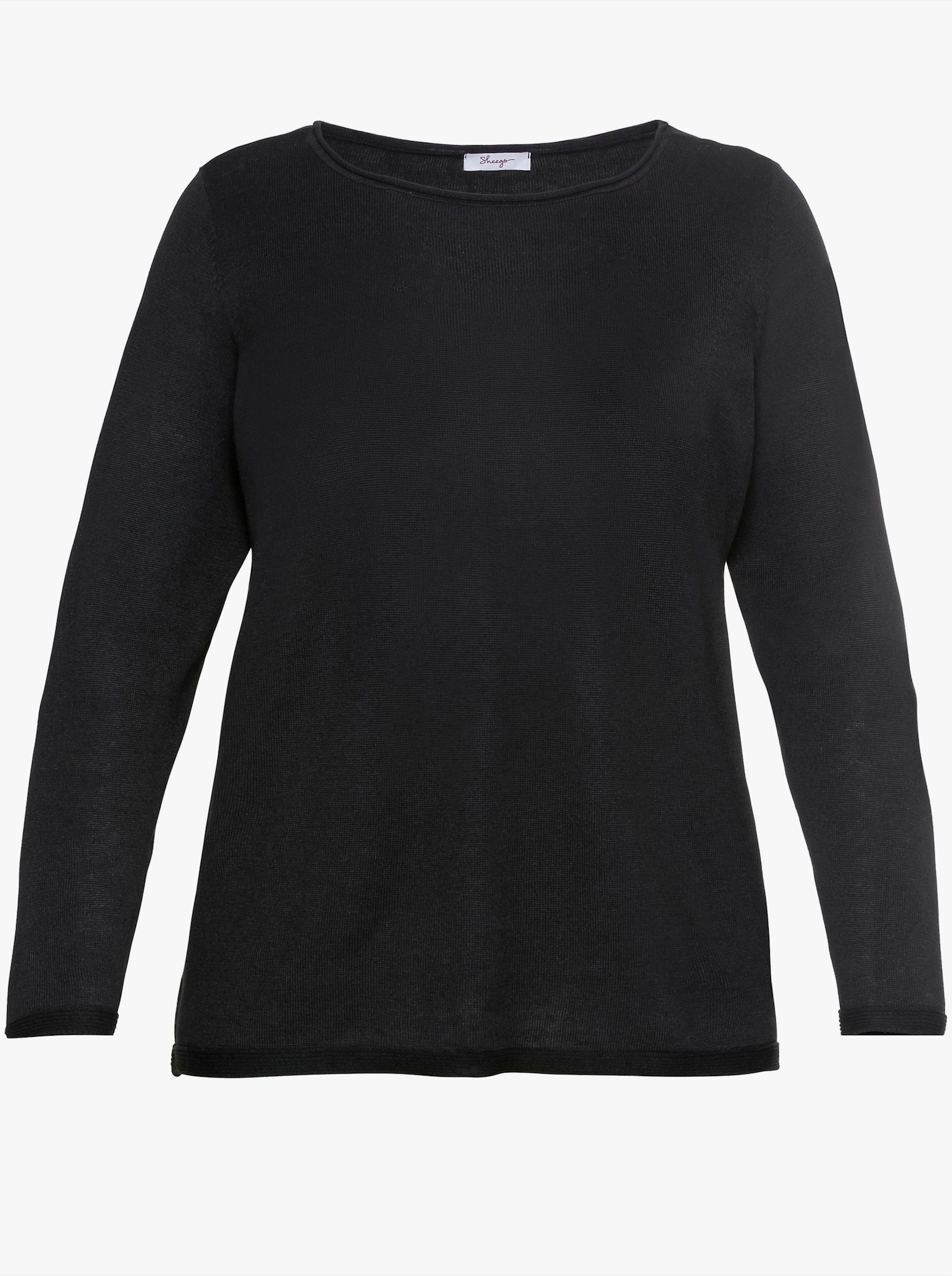 sheego Longpullover mit Leinenanteil - schwarz