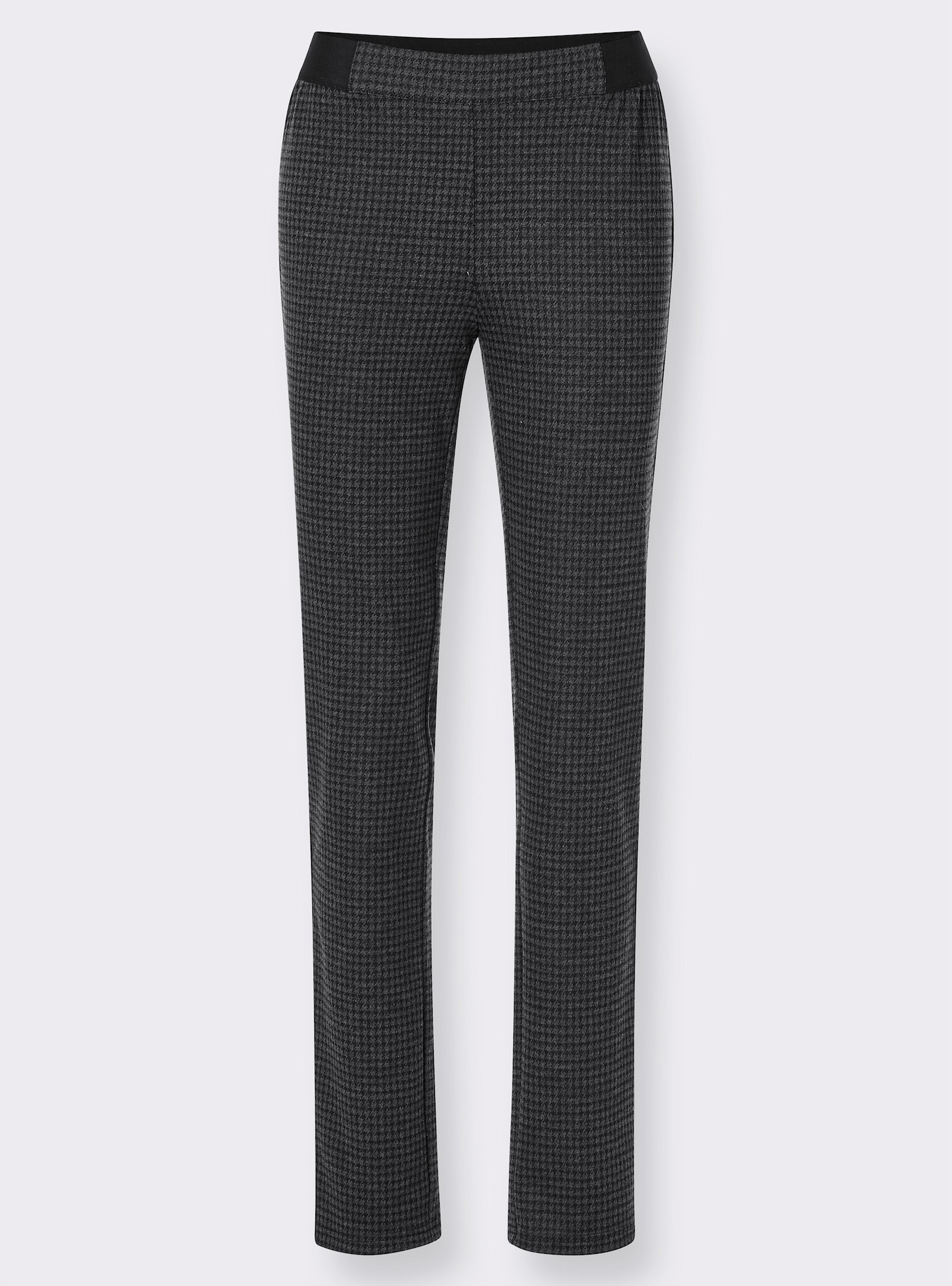 Broek met contrastpaspel opzij - zwart gedessineerd