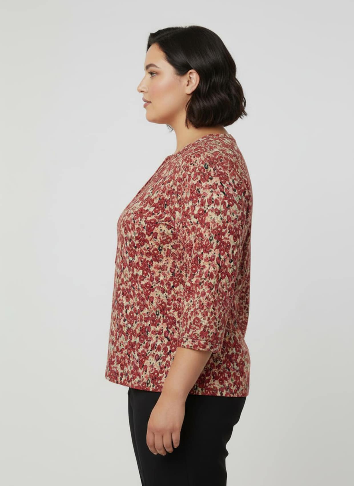 Druckbluse mit Gummizug an Ärmeln und Saum - erdbeere-lindgrün-bedruckt