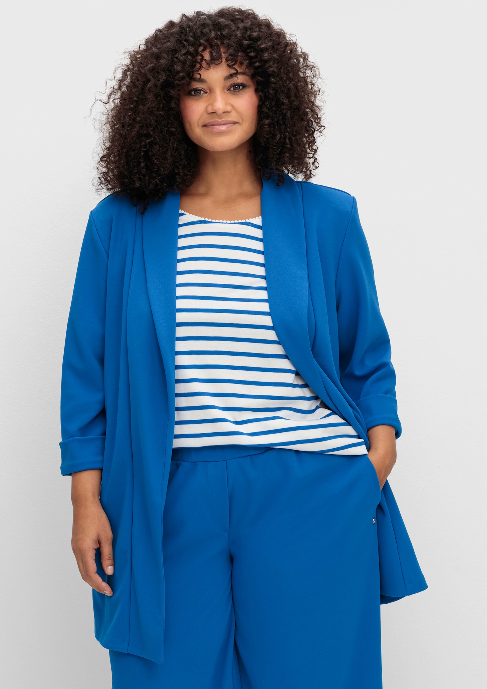 sheego Longblazer mit Schalkragen - kobaltblau