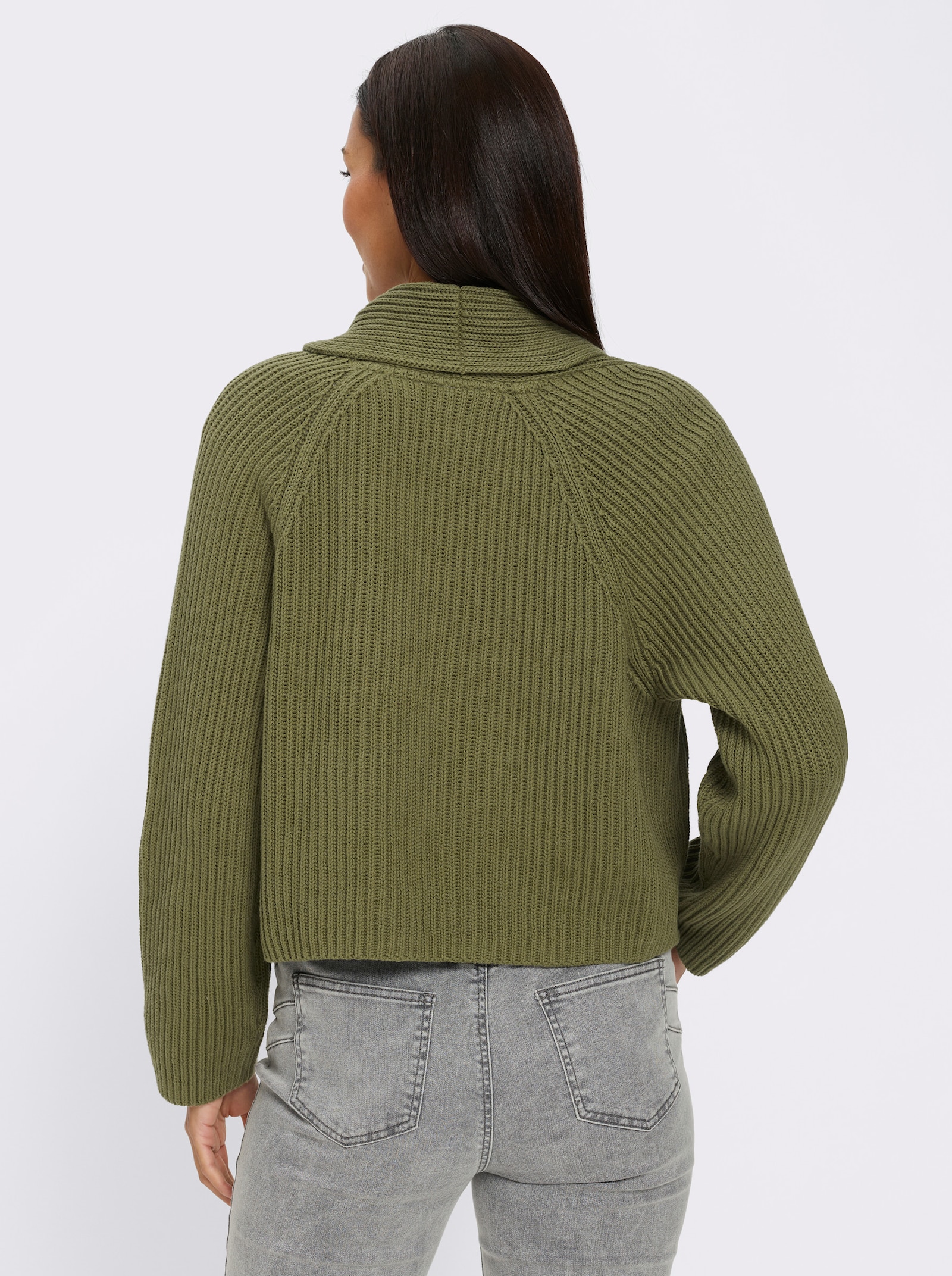 heine Strickjacke mit Rippstruktur - oliv