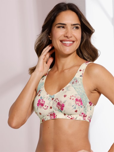 Entlastungs-BH ohne Bügel mit Spitze - champagner-bedruckt