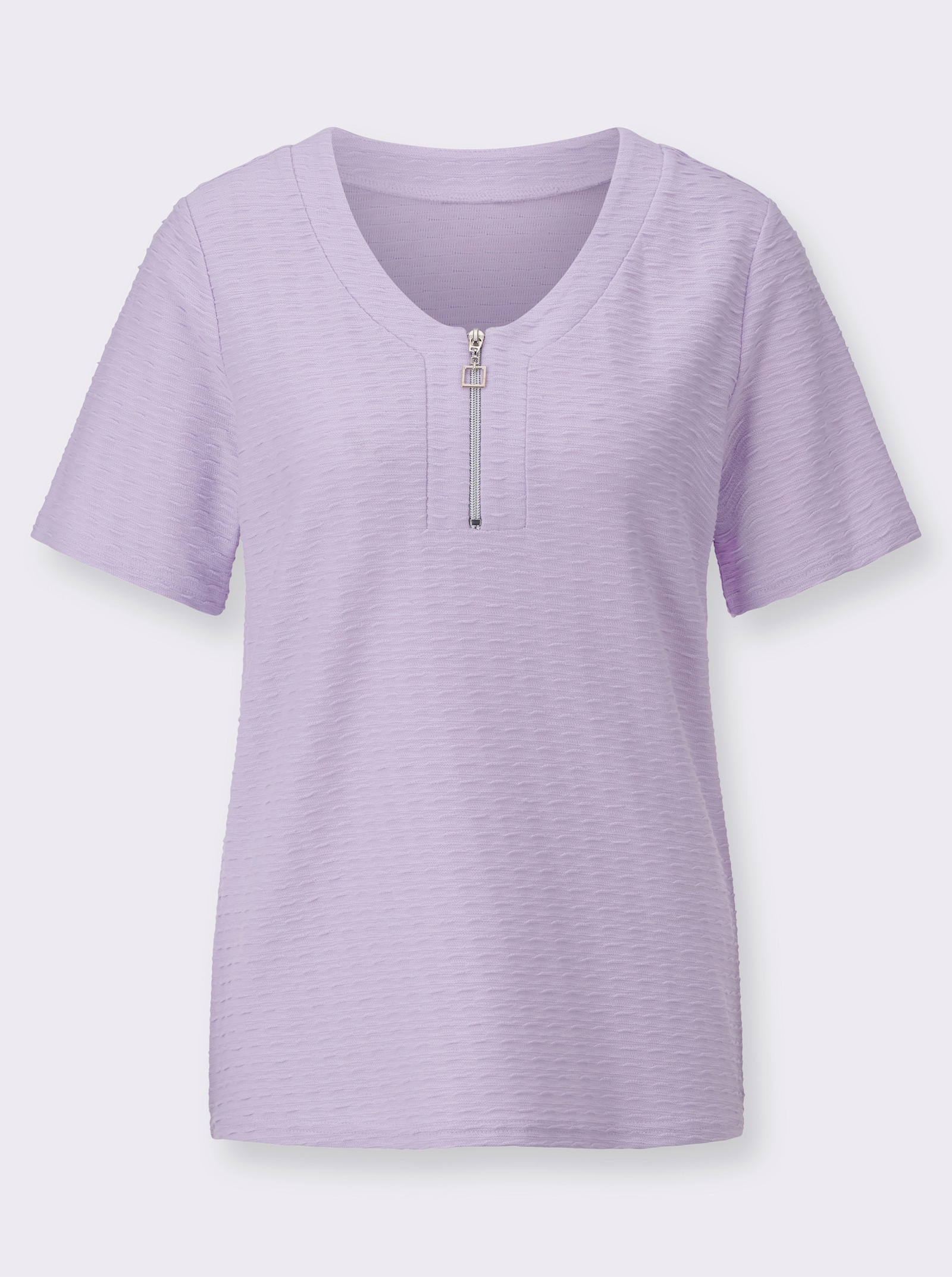 Shirt met korte mouwen in jacquardtricot - lila