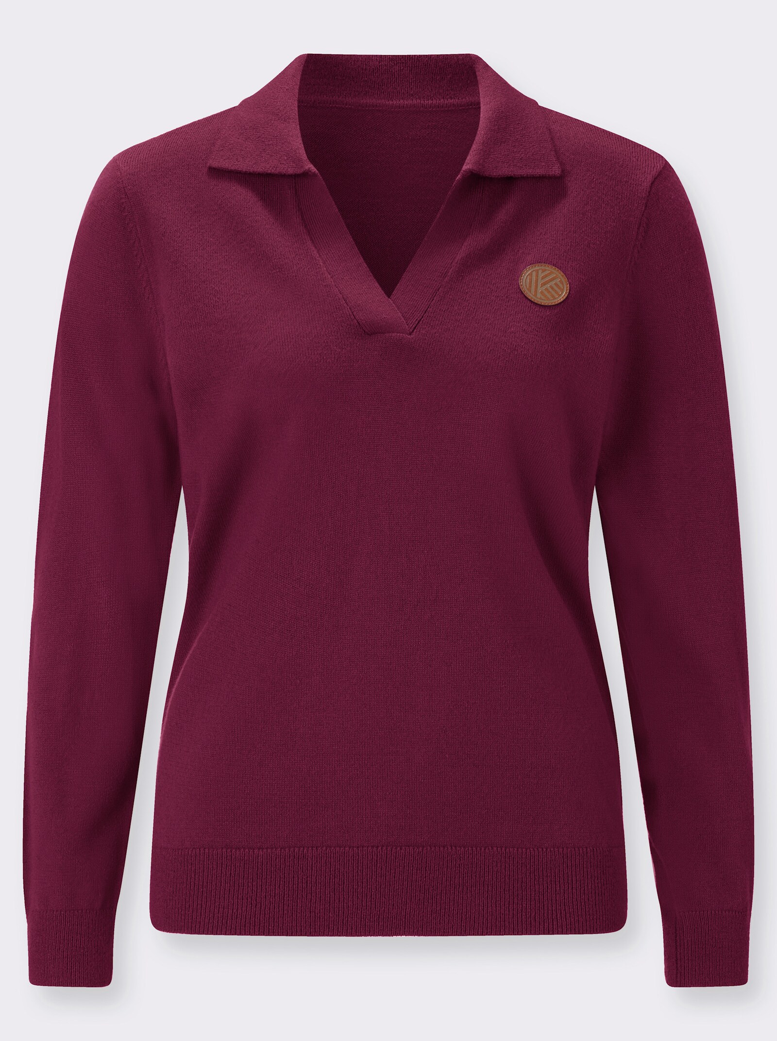Polopullover mit offenem V-Ausschnitt - malve