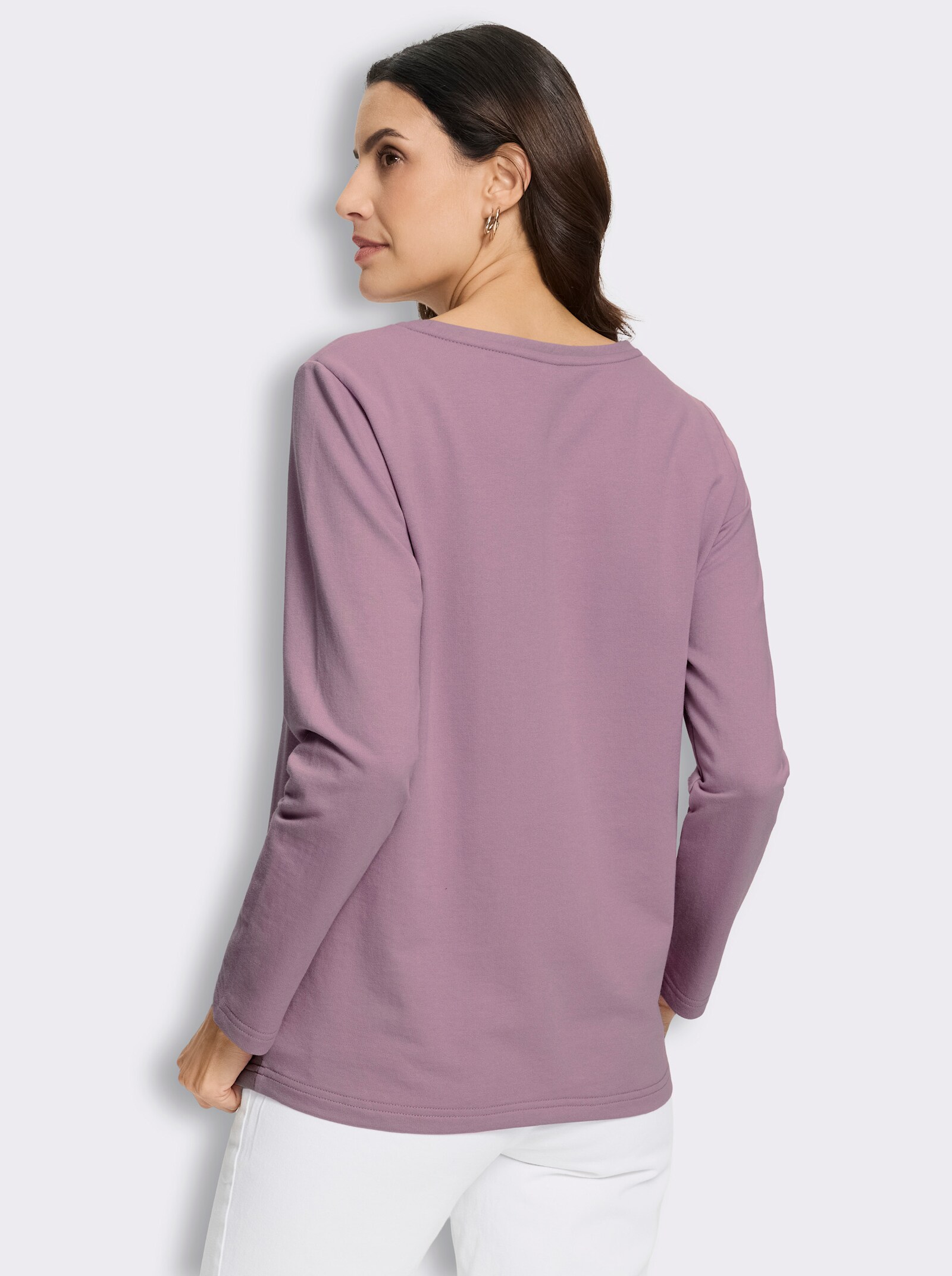 Sweatshirt mit gummiertem Blüten-Druck - mauve
