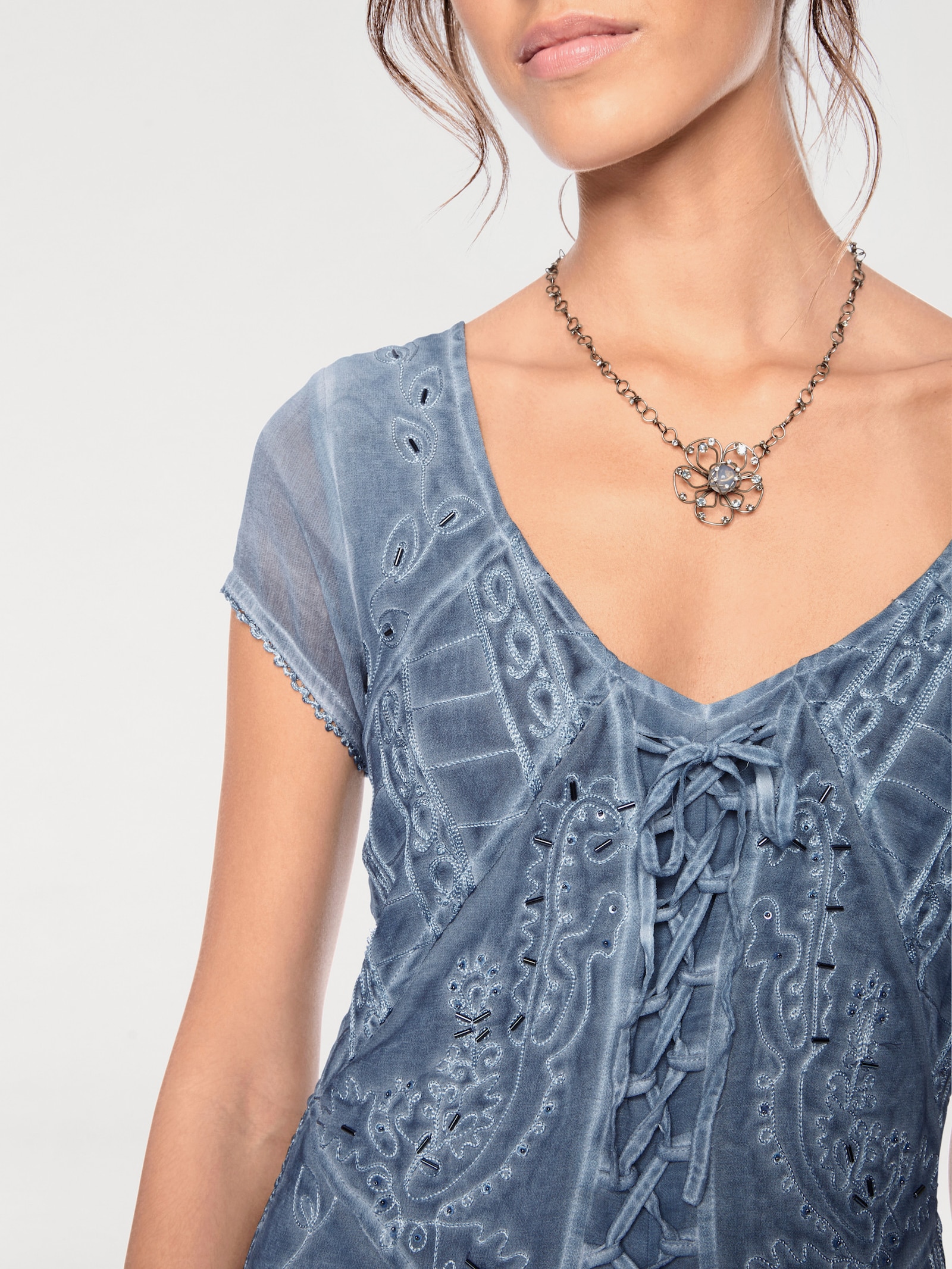 heine Vrijetijdsjurk met borduursel - jeansblauw