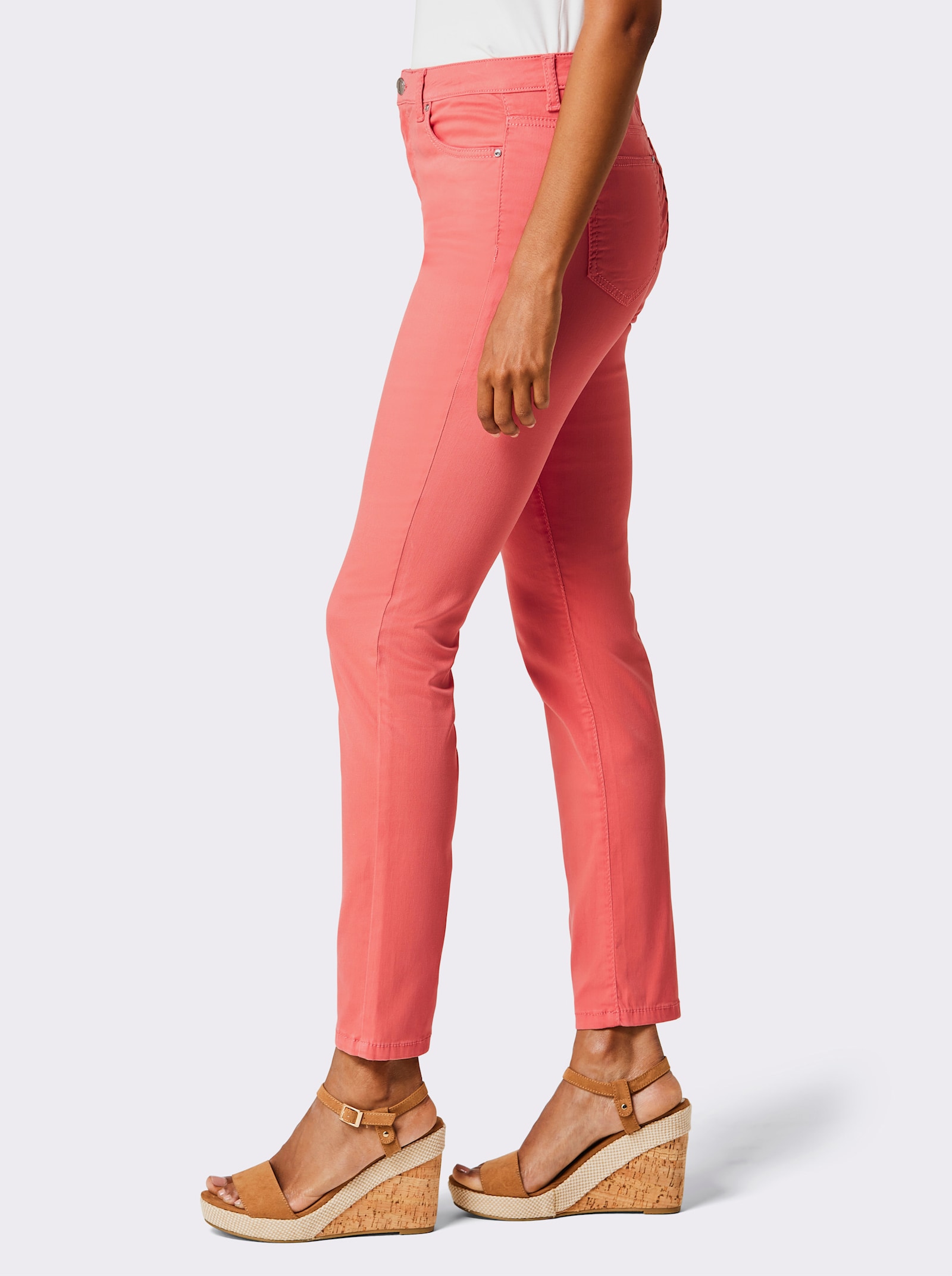 CREATION L PREMIUM 5-Pocket-Jeans in weichem Materialmix mit Lyocell - koralle