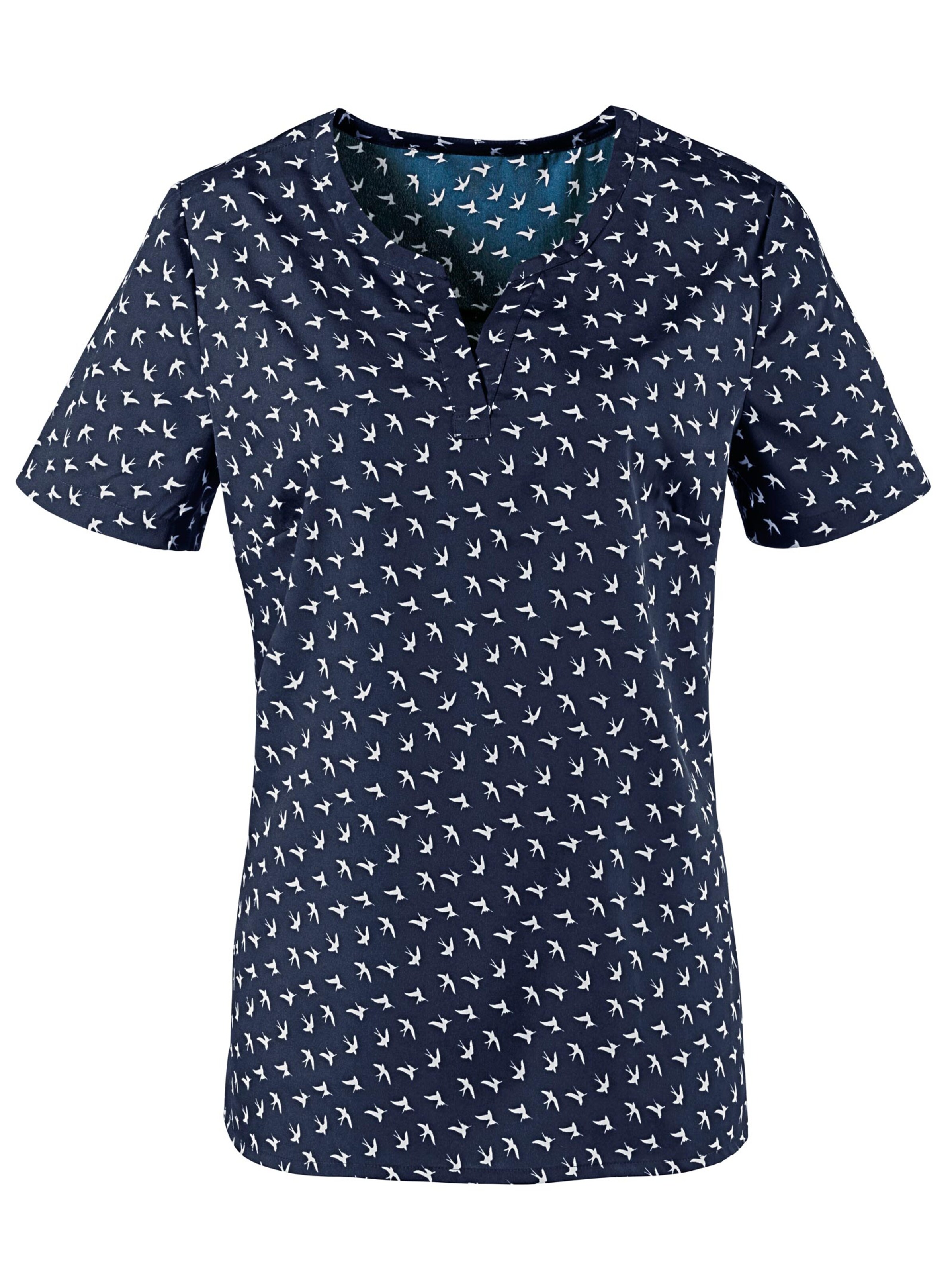 Schlupf-Bluse - marine-weiß