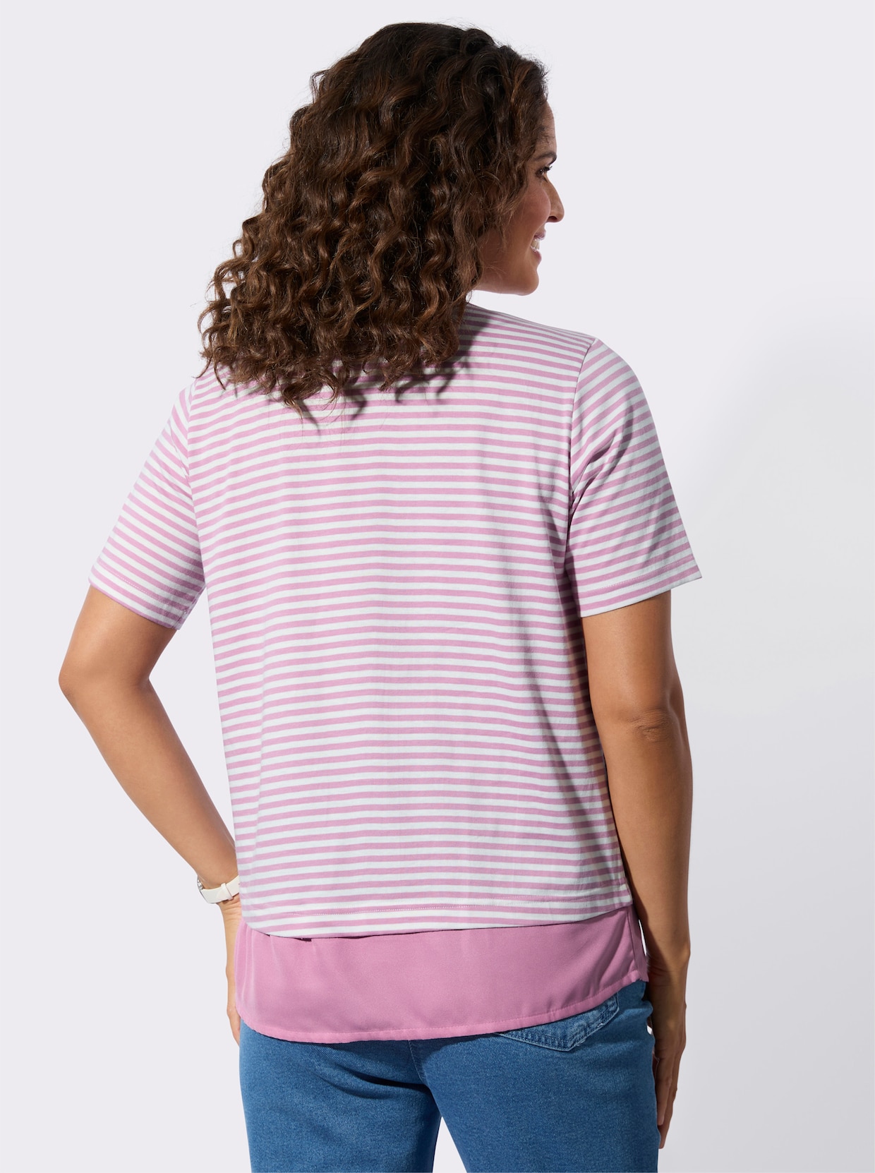 Ringelshirt - orchidee-ecru-geringelt