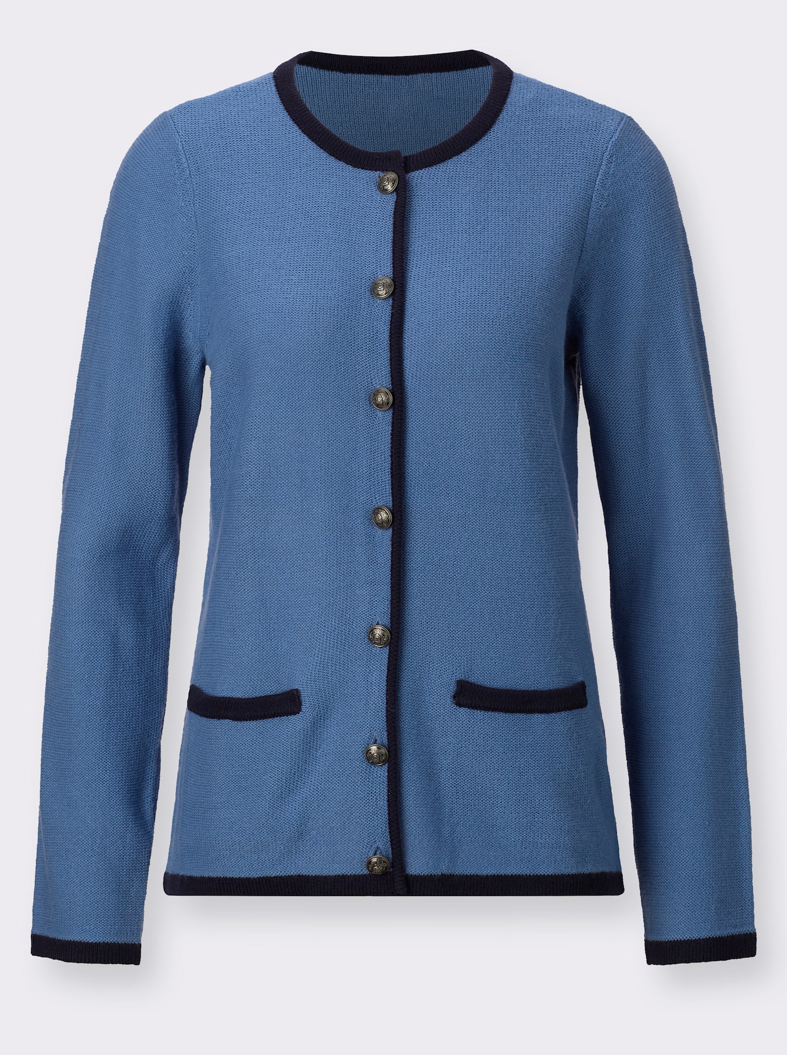 Strickjacke im Trachten-Stil - mittelblau-marine