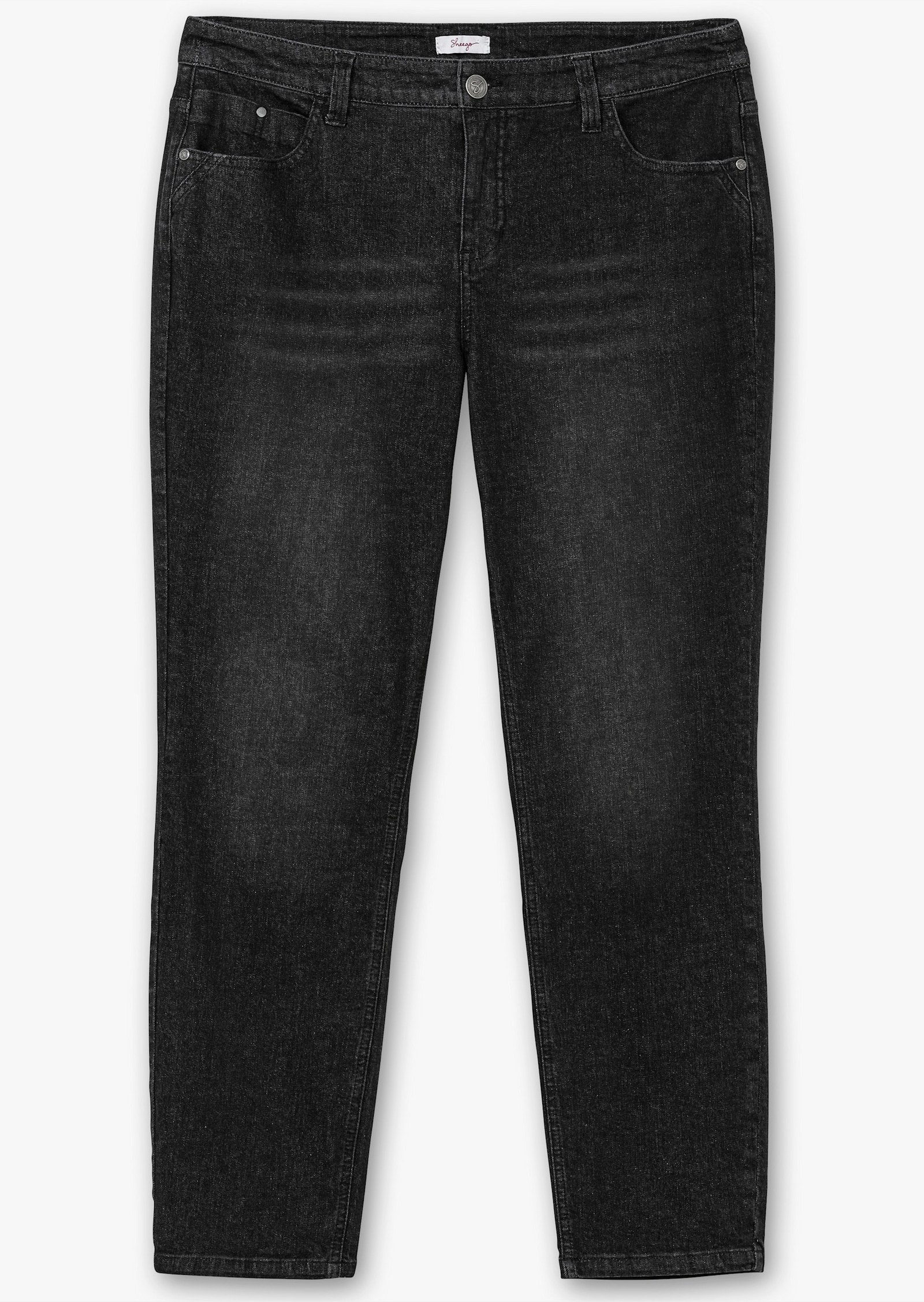 sheego Jeans smal, met extra wijde bovenbenen - black denim