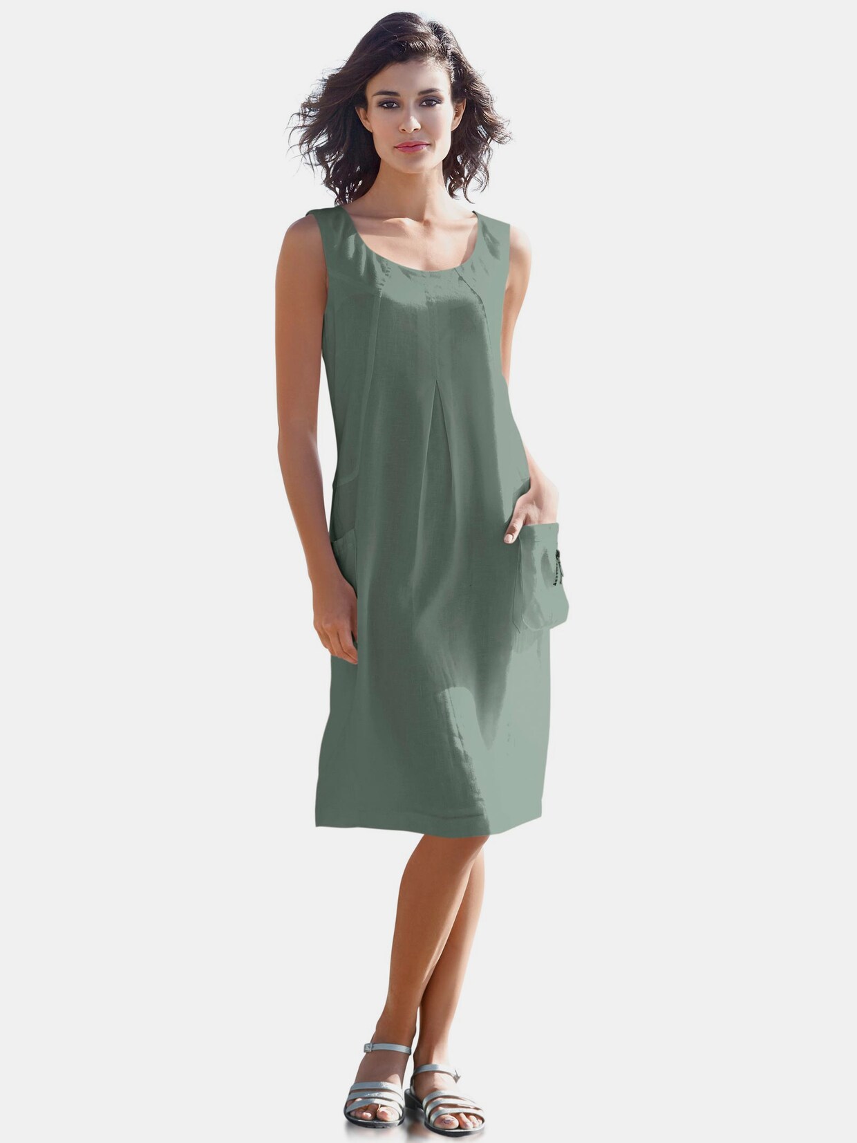 Linea Tesini Leinenkleid - oliv