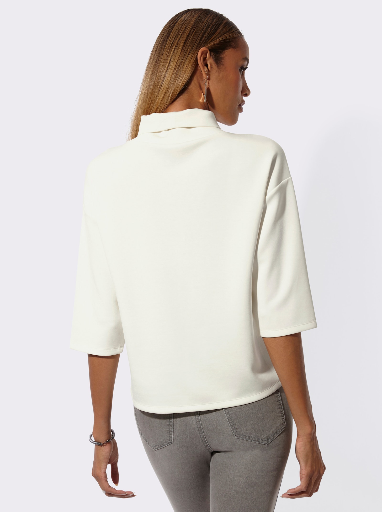 Sweatshirt mit Glitzersteinchen - ecru