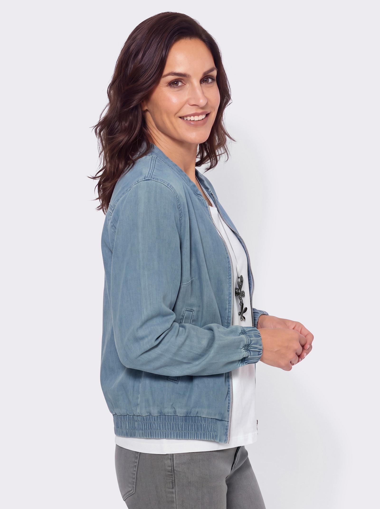 Jeansjacke in Blousonform - blue-bleached