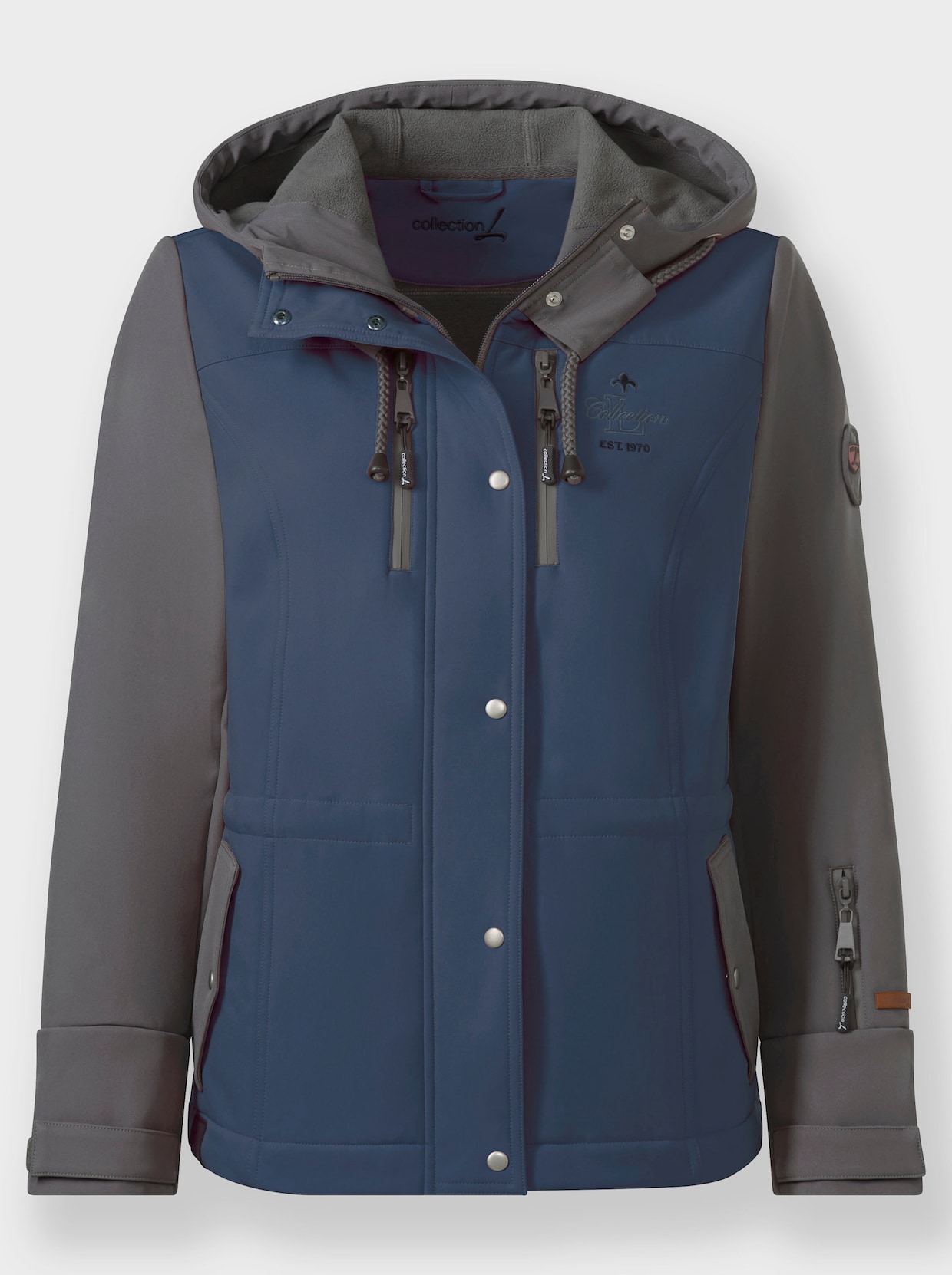 Softshelljacke mit angerauter Fleece-Innenseite - rauchblau-anthrazit