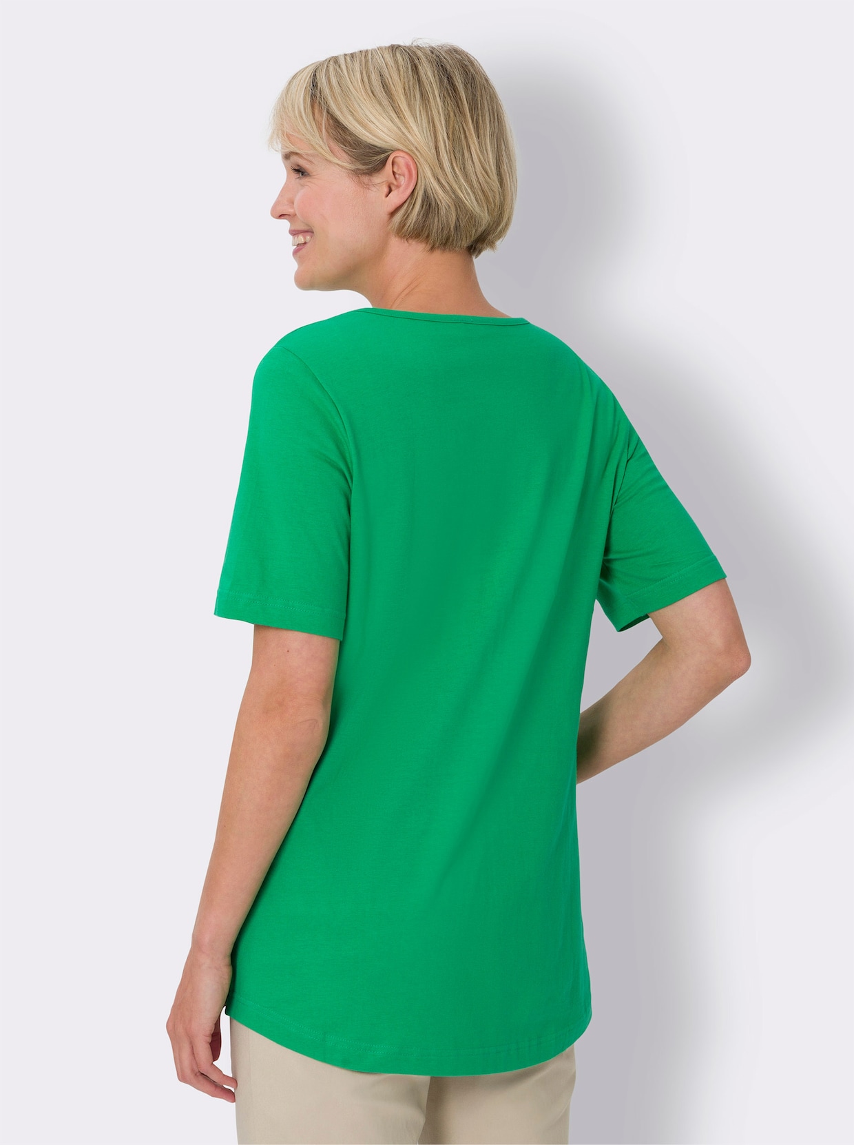 Lang shirt - grasgroen + marine