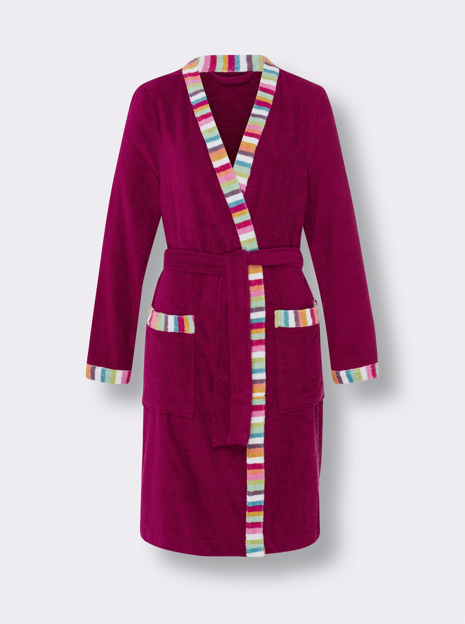 Peignoir avec passepoil contrasté, qualité éponge - mauve