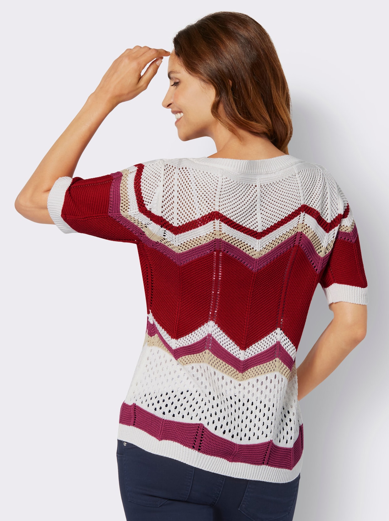 Pullover - ecru/rood