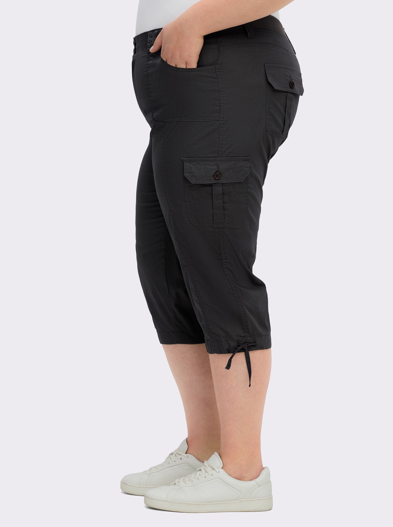 Caprihose mit weitenverstellbarem Saum - schwarz