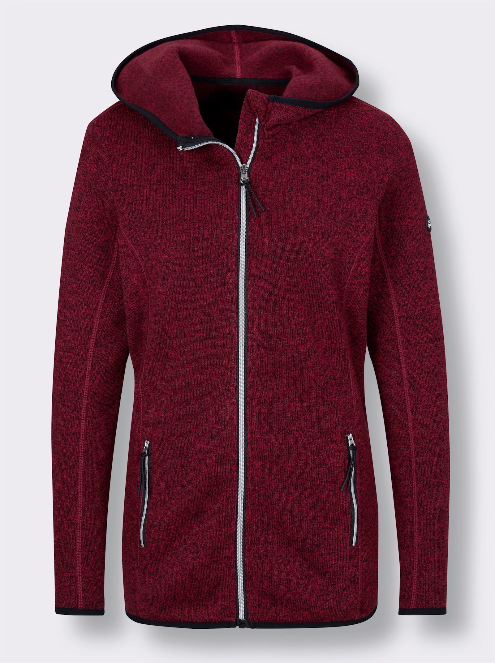 Catamaran Sports Strickfleecejacke mit Kapuze - rot-meliert
