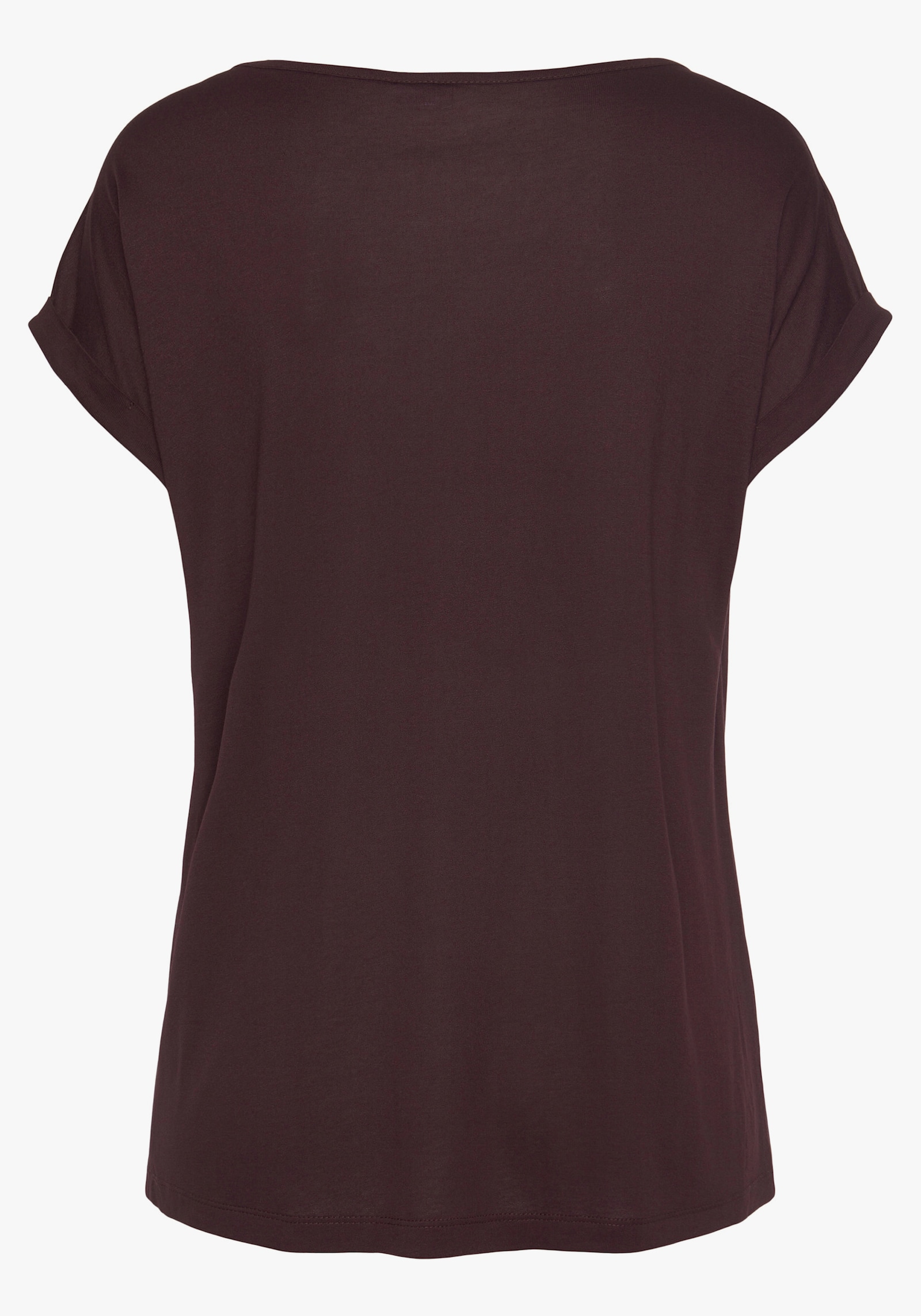 LASCANA Kurzarmshirt - aubergine/burgunder