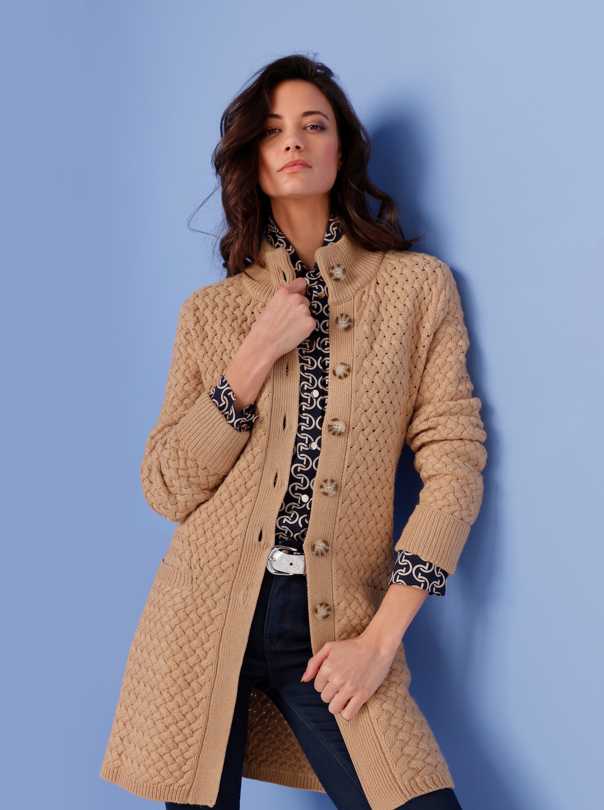 CREATION L PREMIUM Longstrickjacke - camel