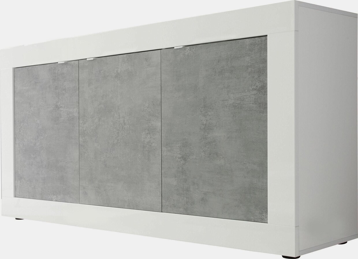 LC Sideboard - weiß hochglanz lack/beton-optik