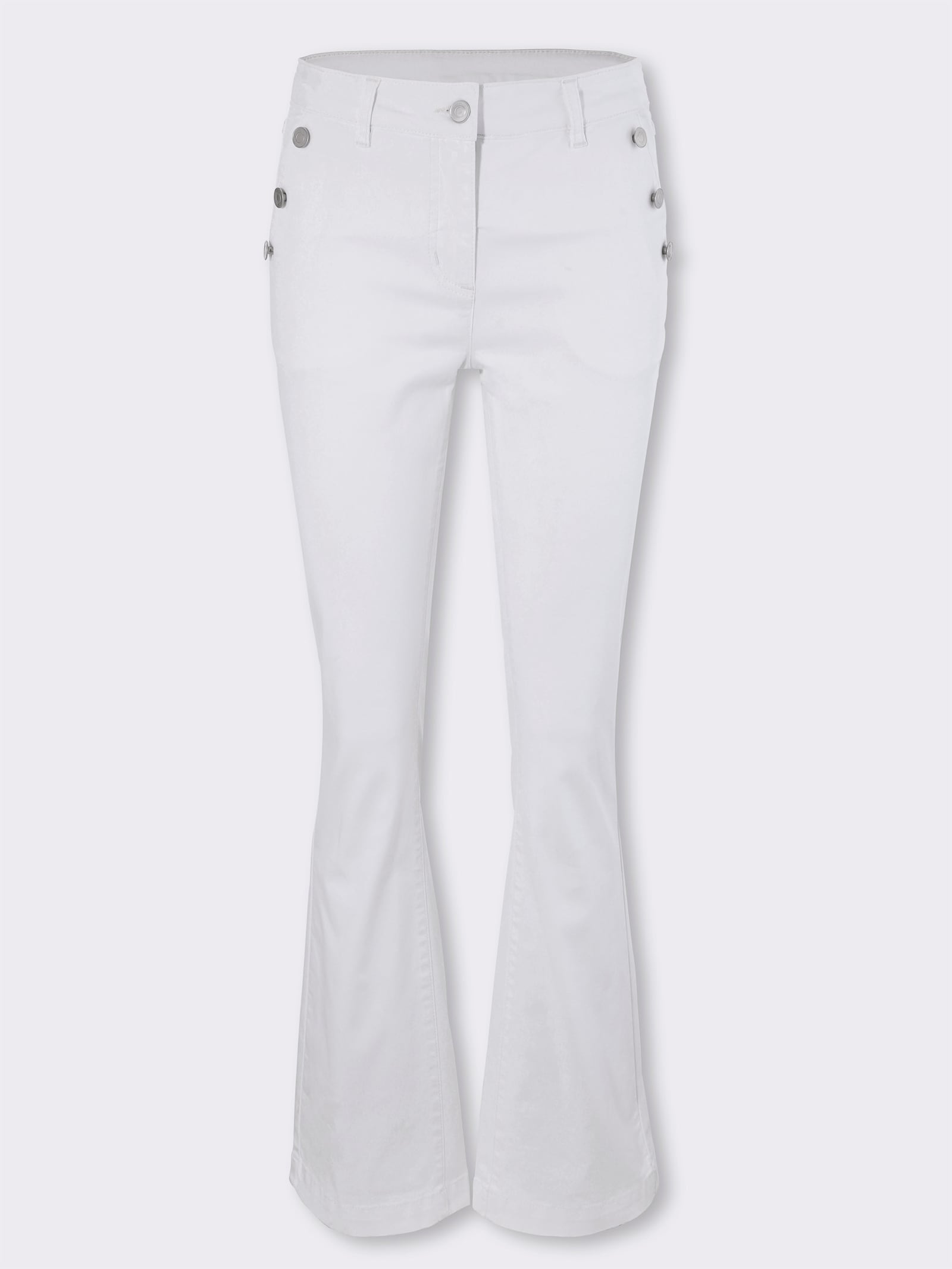 Bootcut džínsy s dekoratívnymi gombíkmi - svetlobéžová