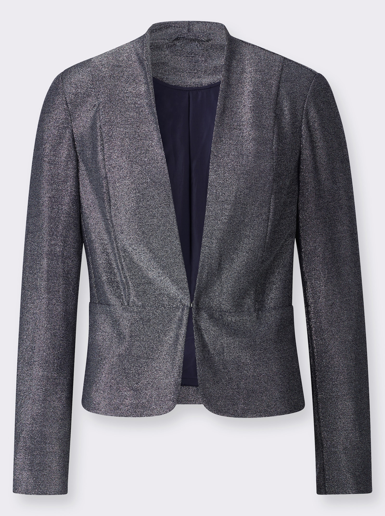 Jerseyblazer mit Schößchen - silberfarben-marine
