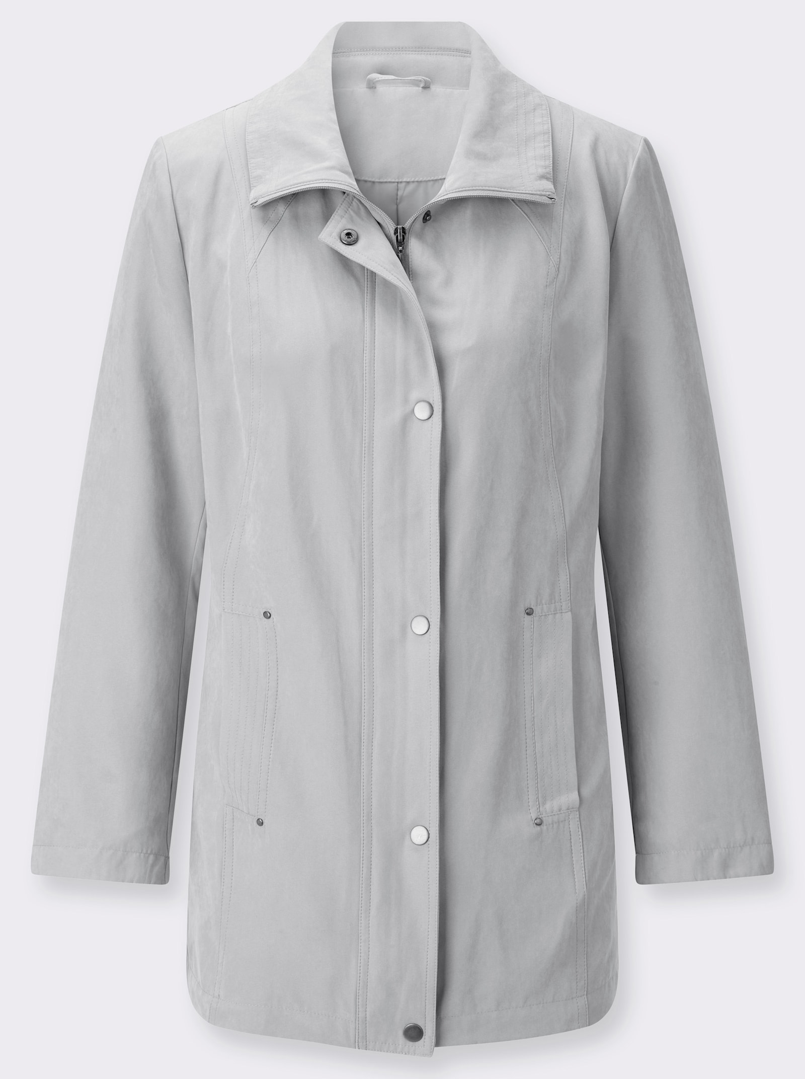 Übergangsjacke in Veloursleder-Optik - hellgrau