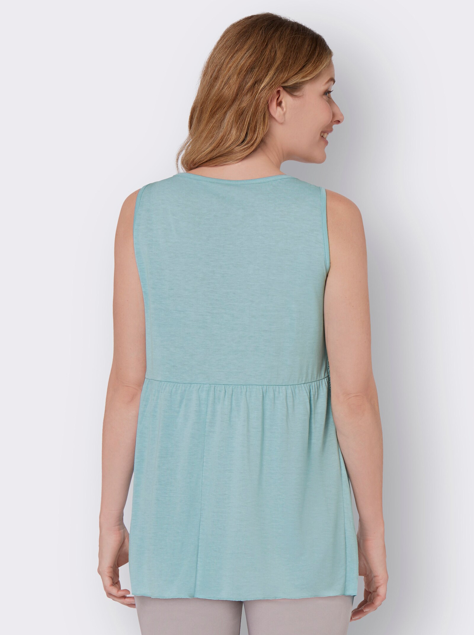 Shirttop mit Häkelspitze - mint