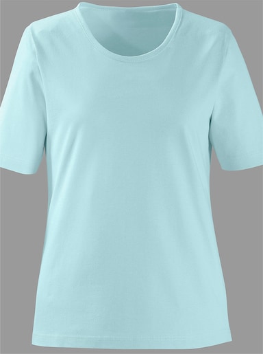 Rundhalsshirt in geradem Schnitt - türkis