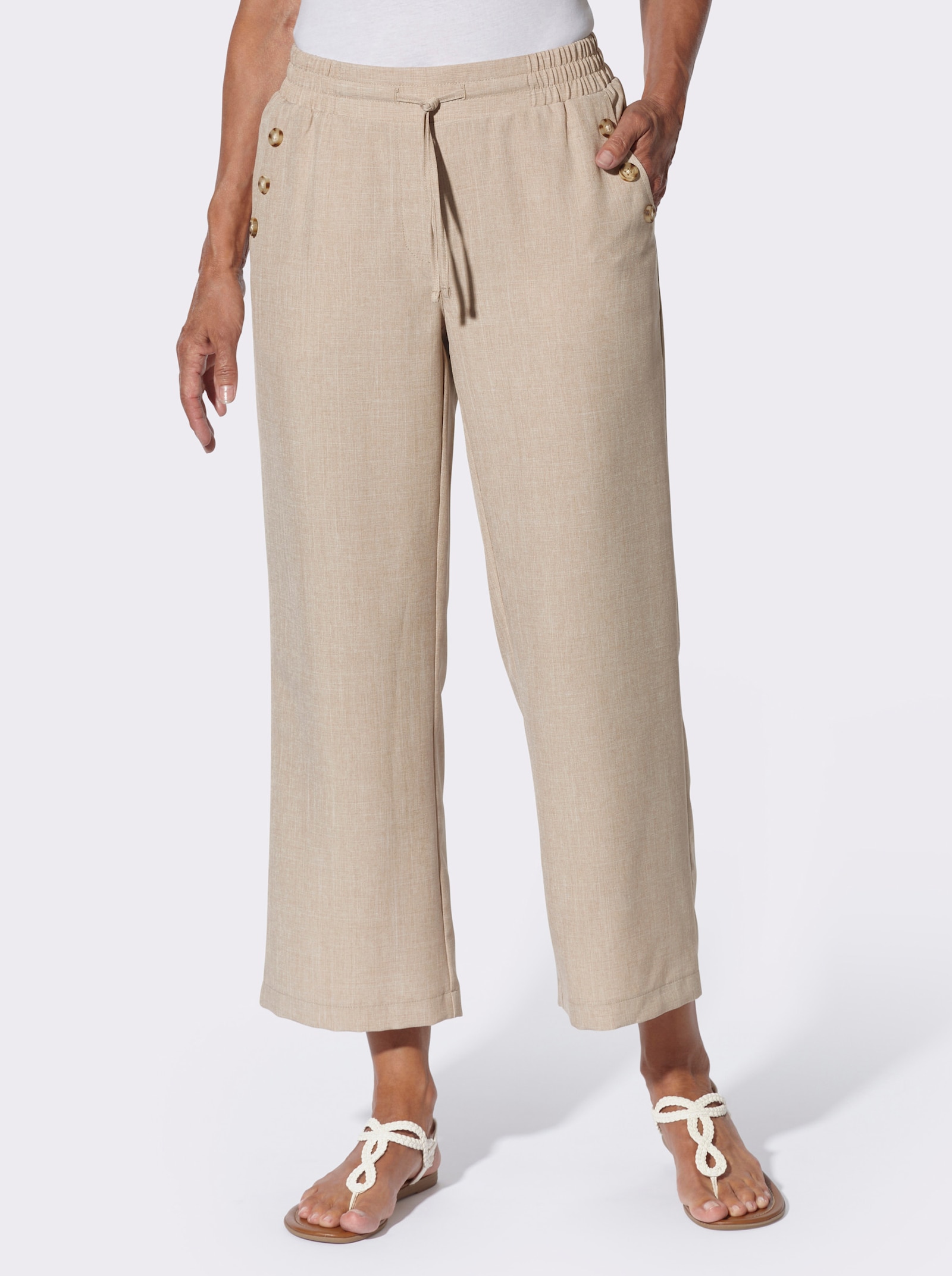 Culotte mit Knöpfen in Holz-Optik - beige
