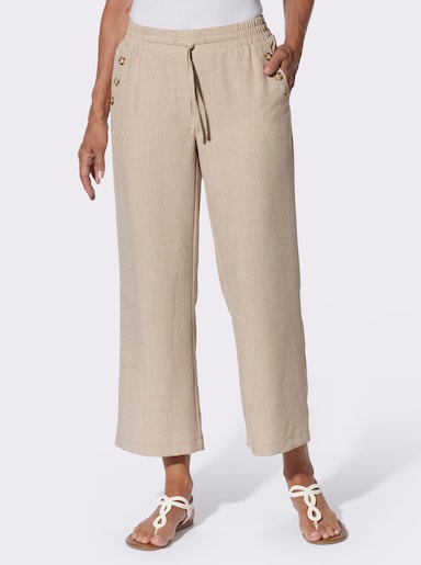 Culotte mit Knöpfen in Holz-Optik - beige