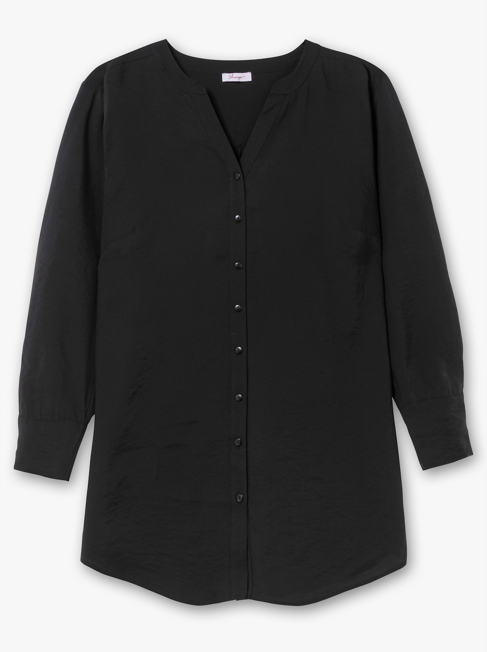 sheego Longbluse mit Raffungen - schwarz