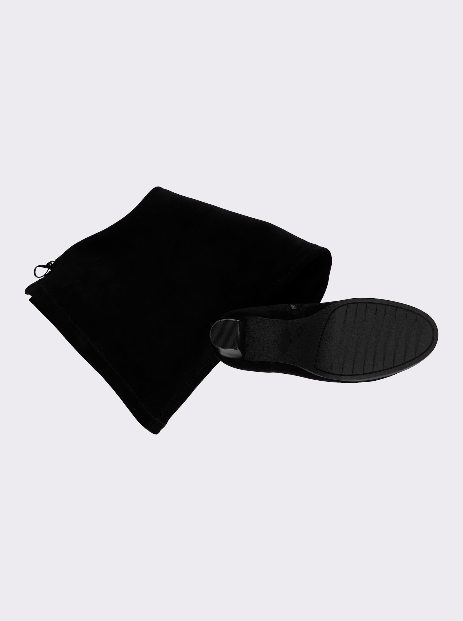 sheego Overkneestiefel in Wildleder-Optik - schwarz