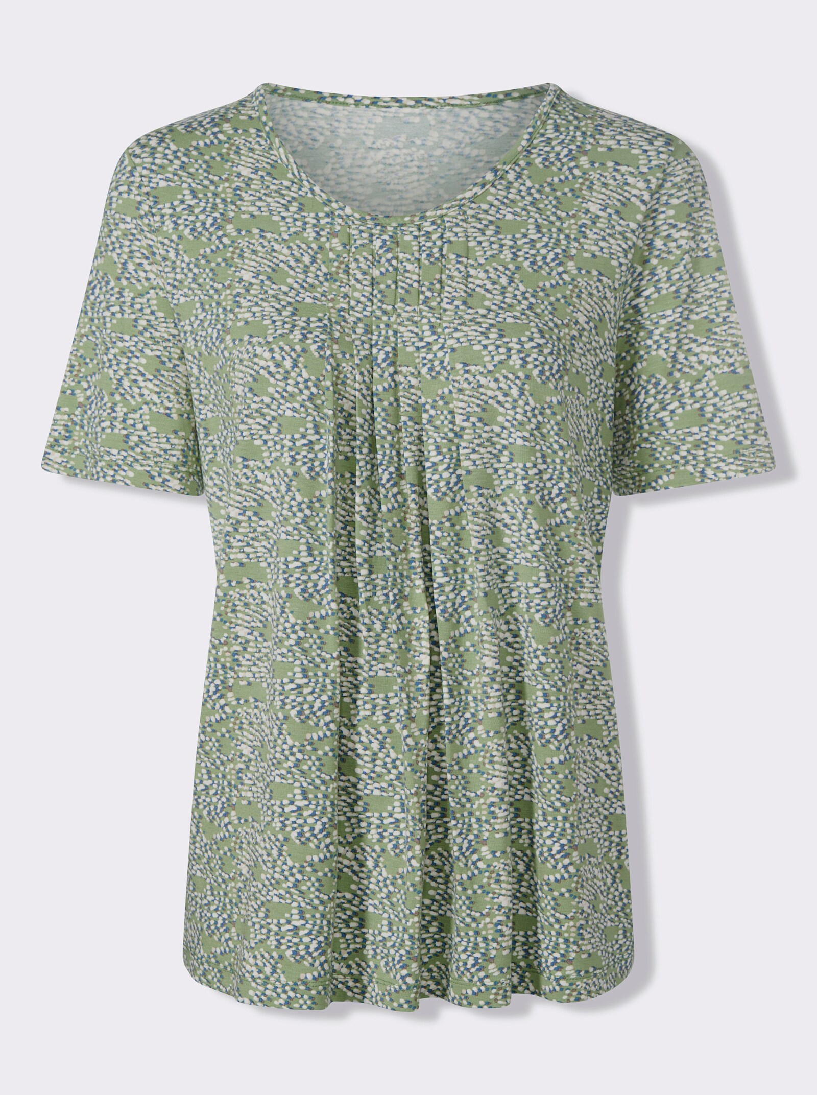 Print-Shirt mit Falten im Vorderteil - eucalyptus-grau-bedruckt