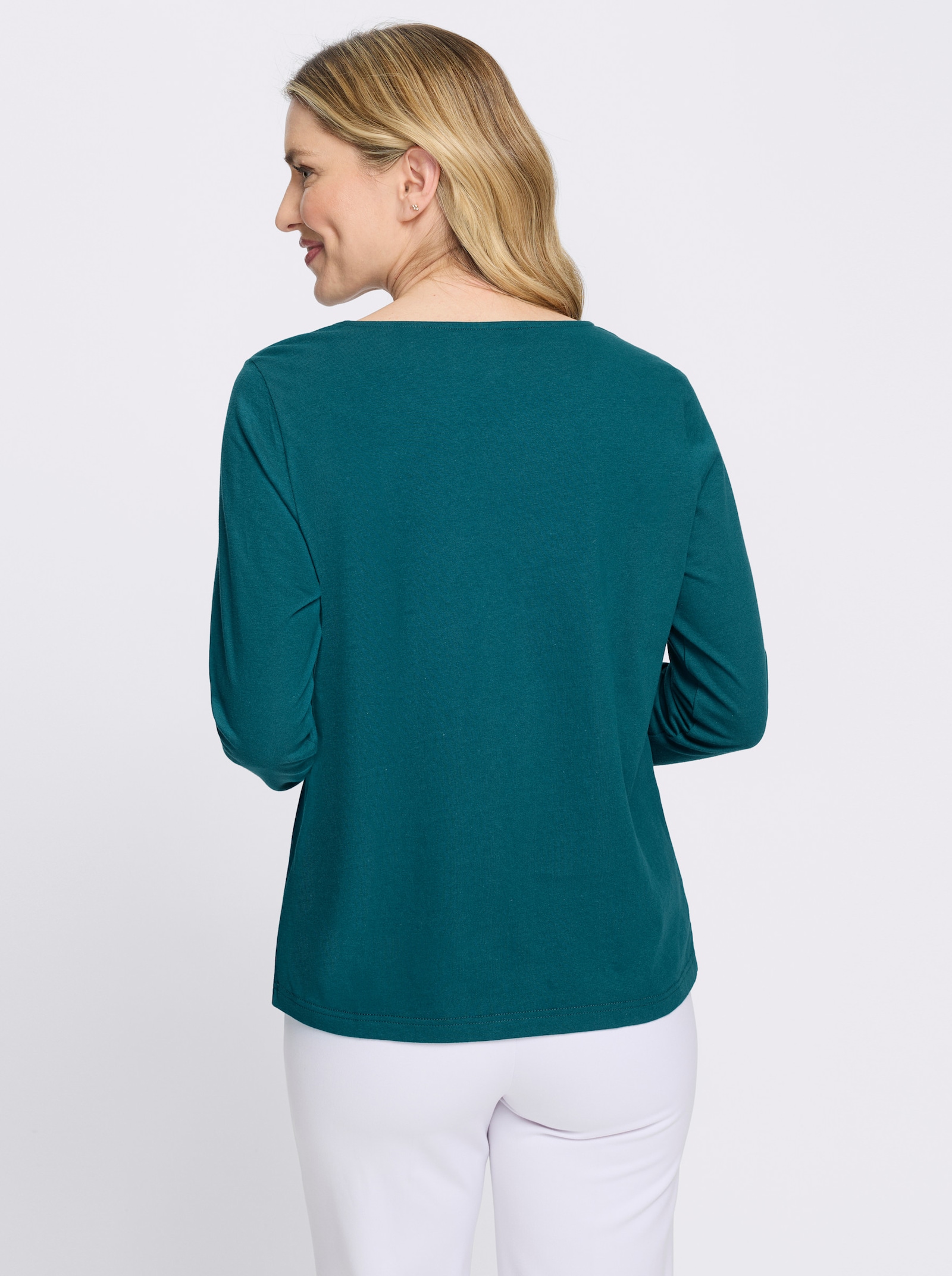 Langarmshirt mit Glitzersteinchen - aquapetrol