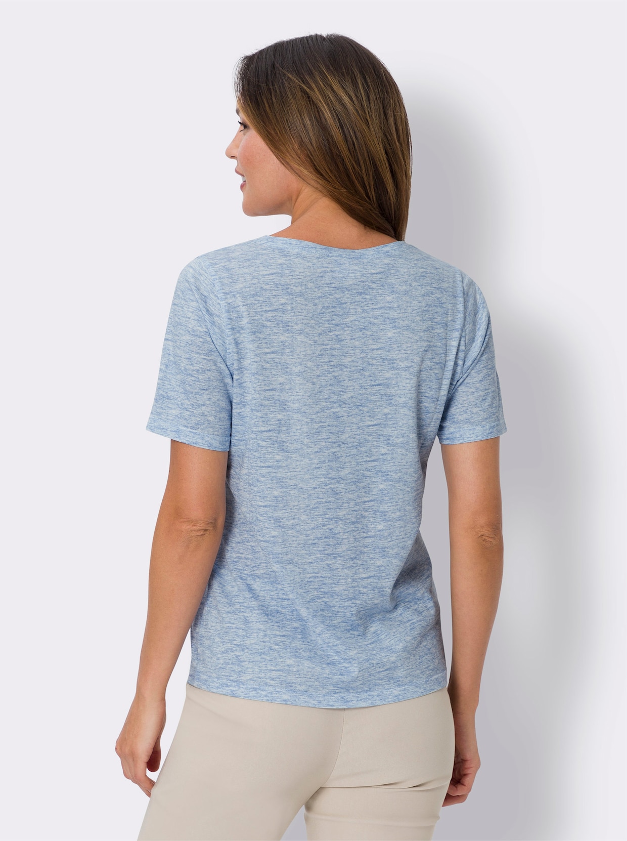 Kurzarm-Shirt - himmelblau-meliert