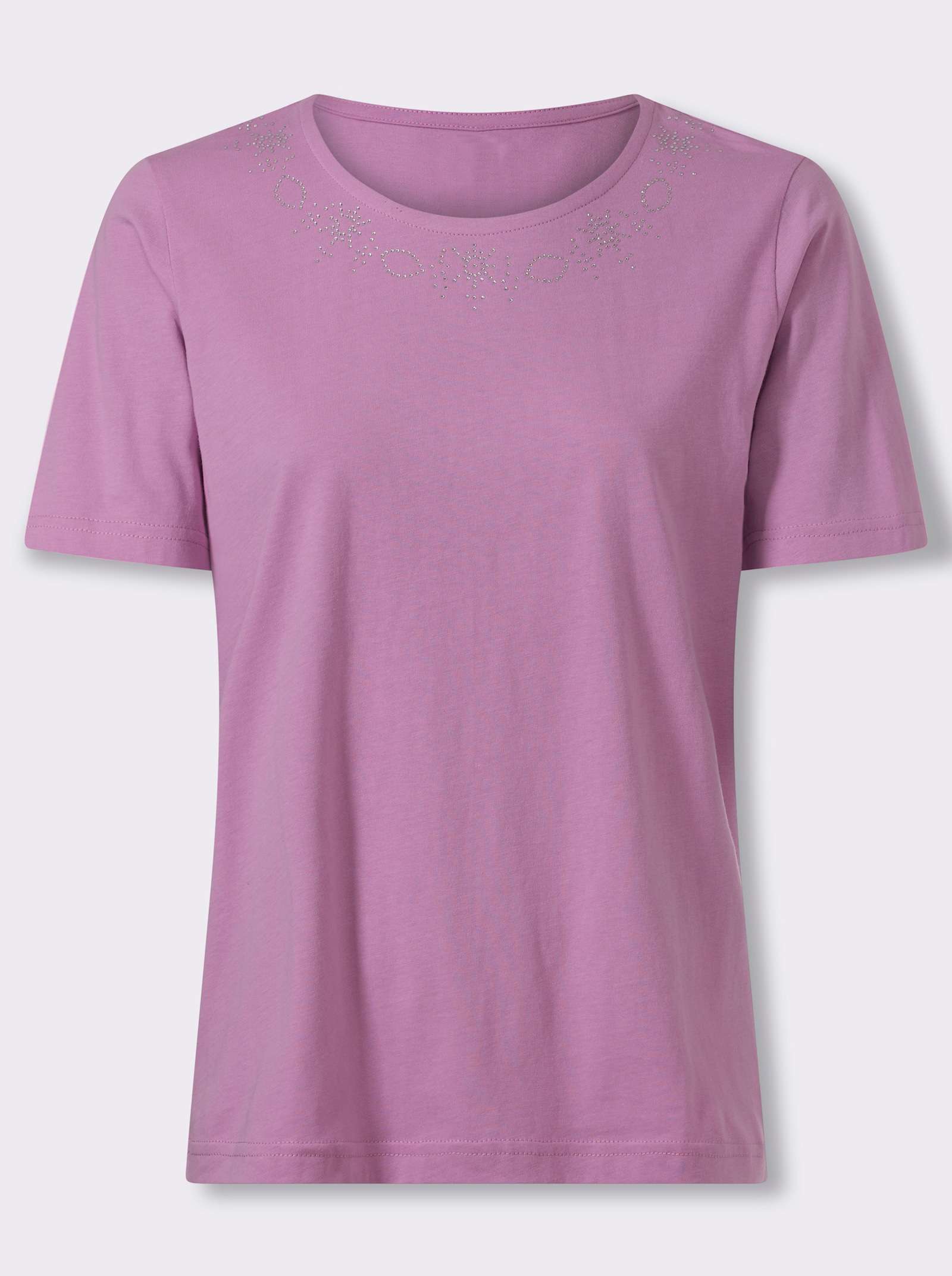 Kurzarmshirt mit Glitzersteinchen-Applikation - orchidee