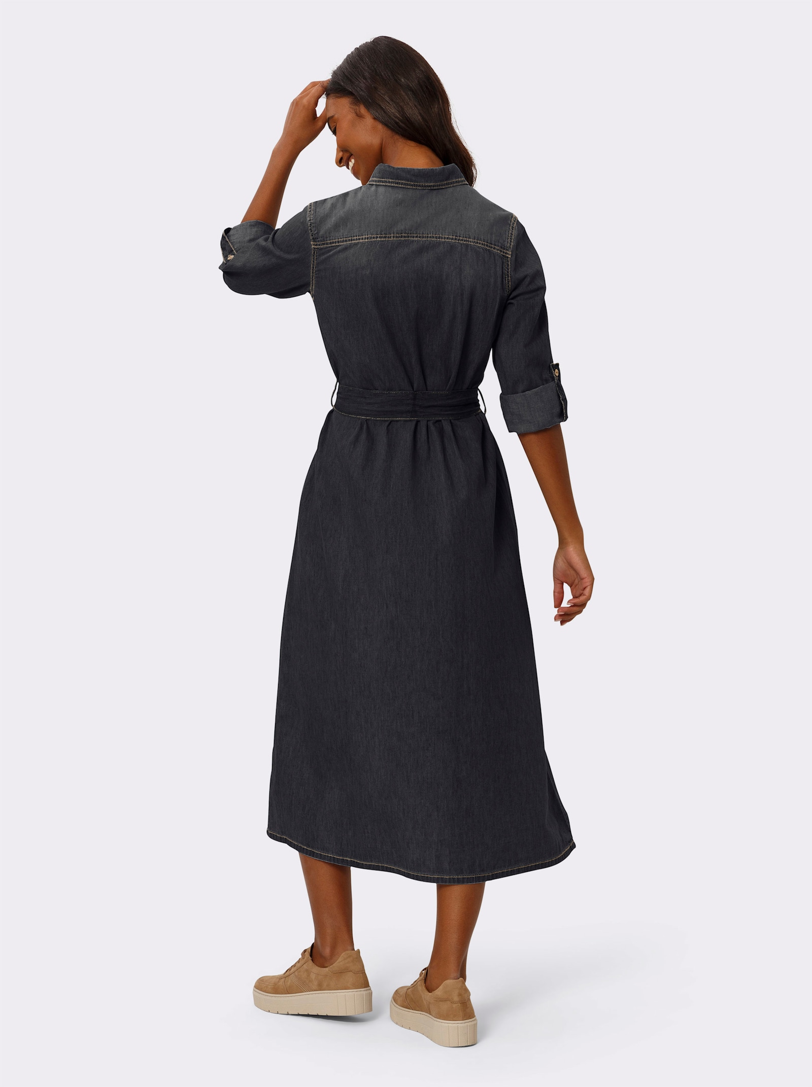 heine Hemdblusenkleid mit variabler Armlänge - black-denim