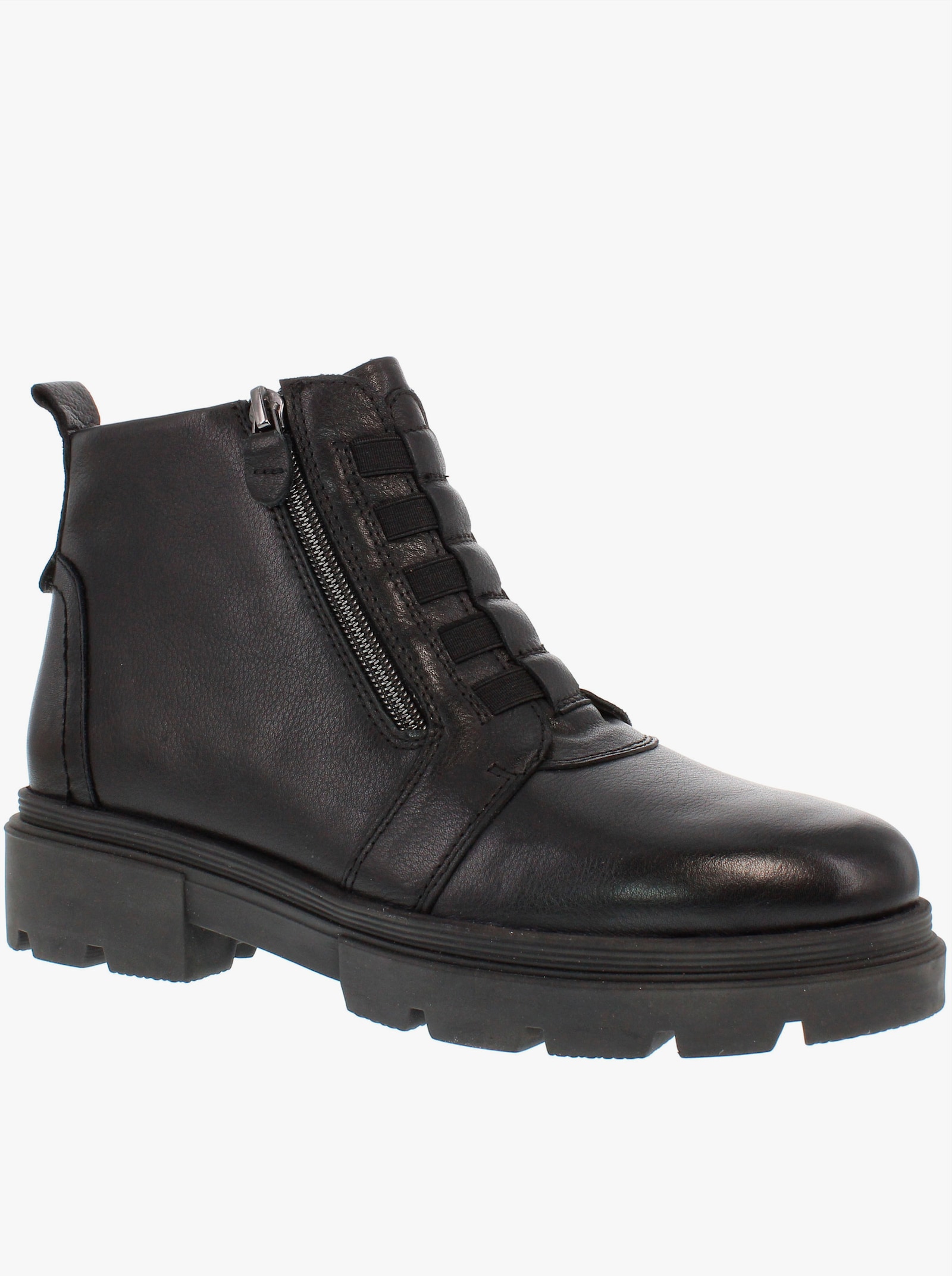 Naturläufer Stiefelette mit Warmfutter, Leder - schwarz
