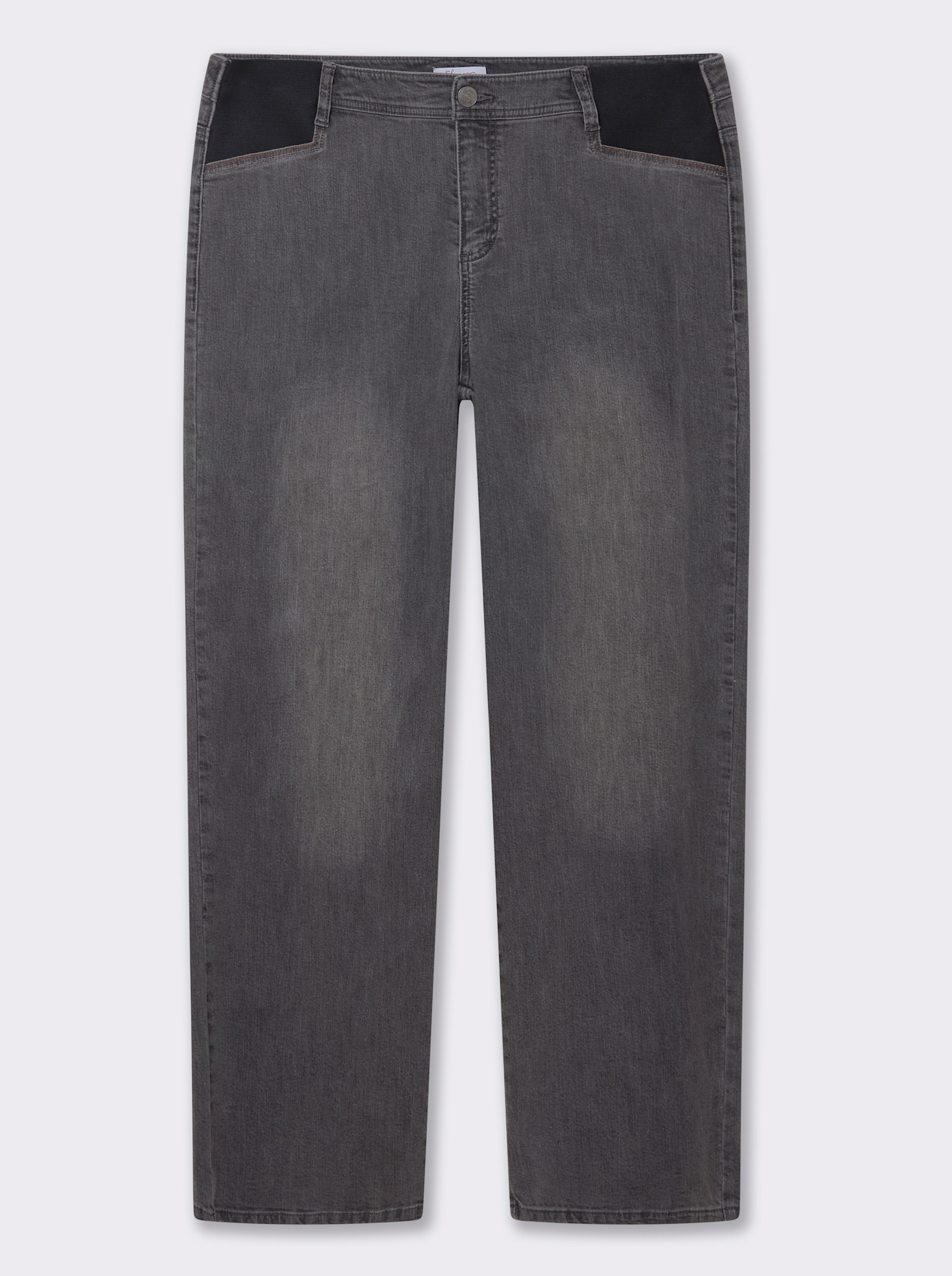 sheego Jeans met wijde pijpen en stretchinzetten - antraciet/grey-denim
