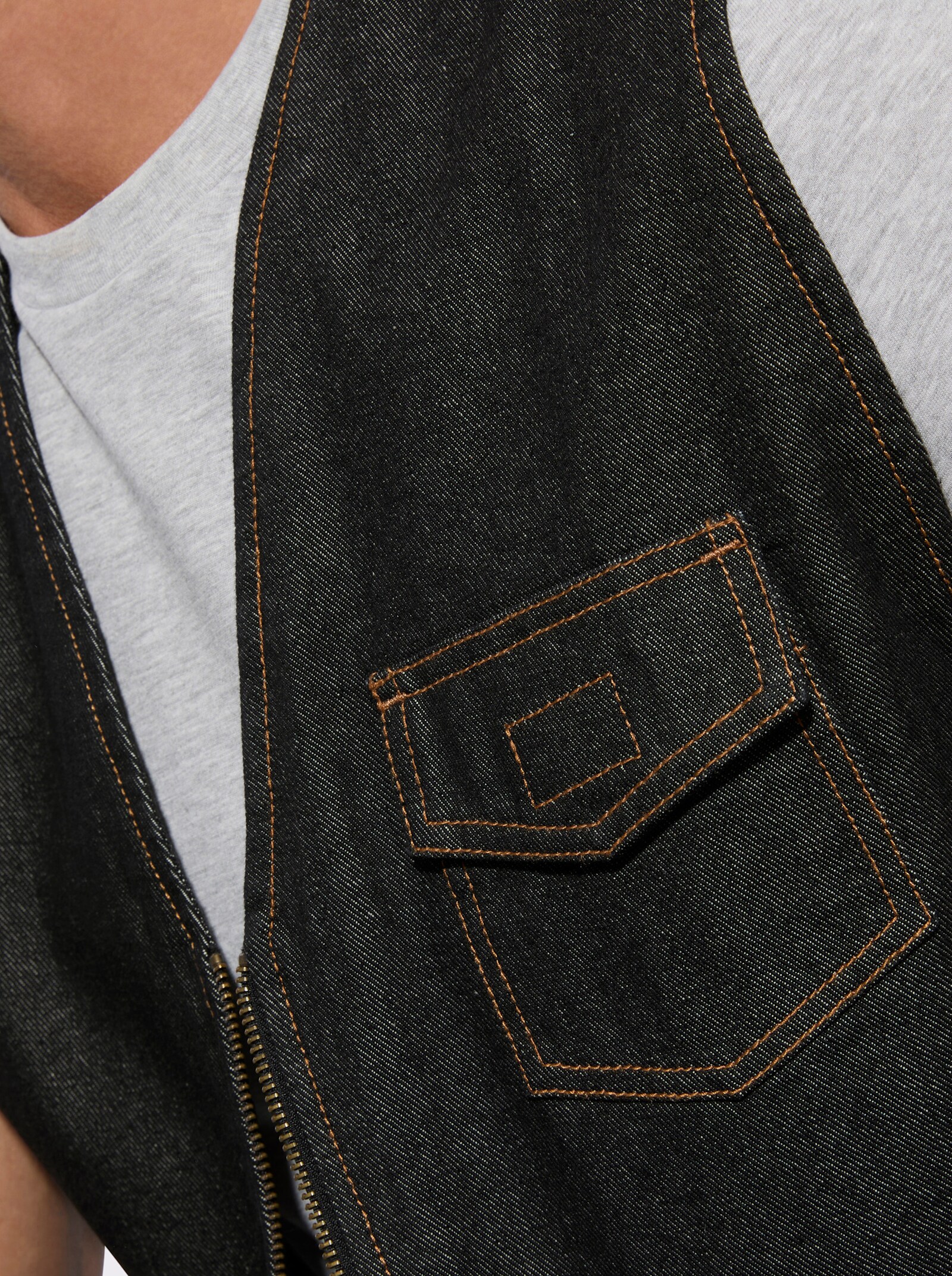 Jeansweste mit aufgesetzten Pattentaschen - graphit-denim