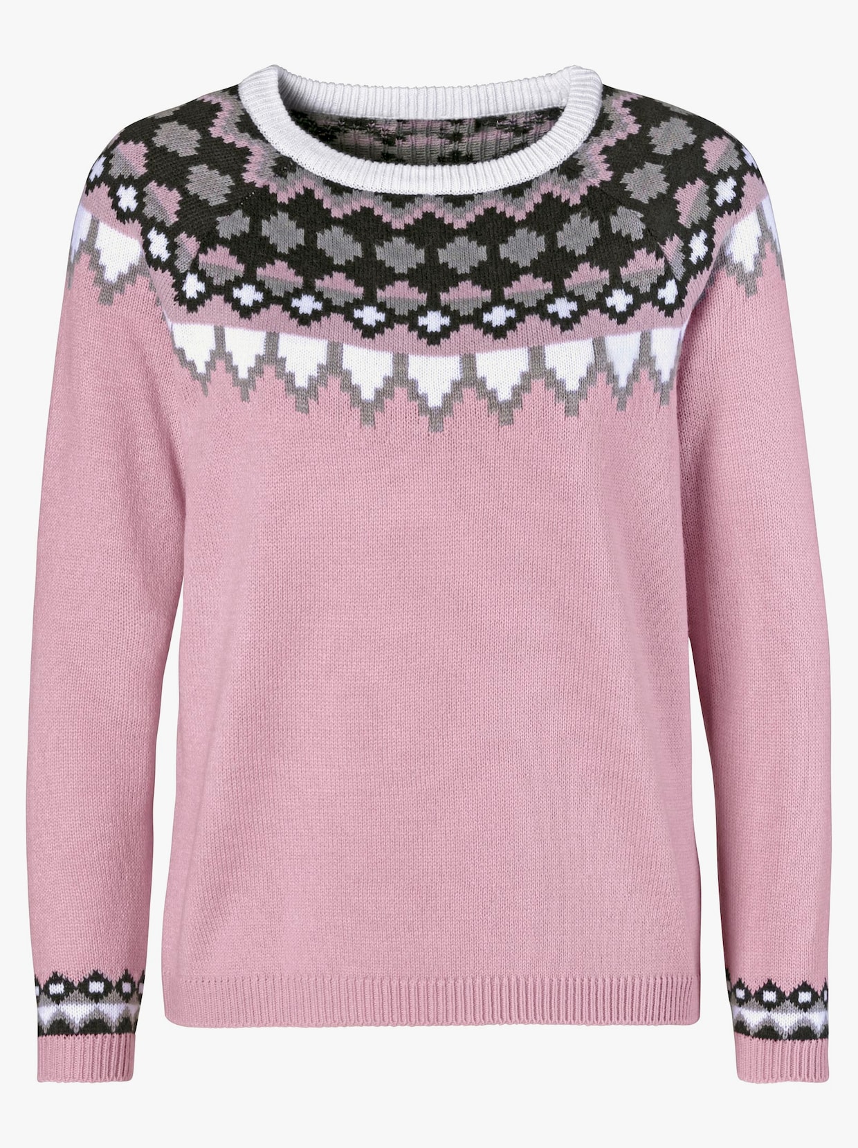 Pullover met ronde hals - roze gedessineerd