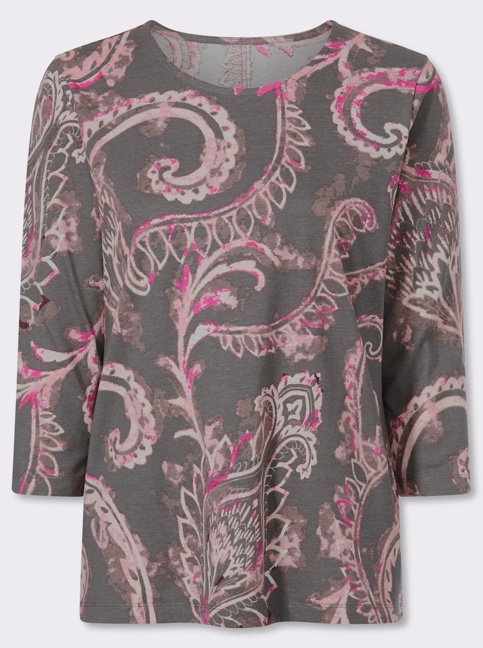 3/4-Arm-Shirt im Paisley-Dessin - anthrazit-mauve-bedruckt